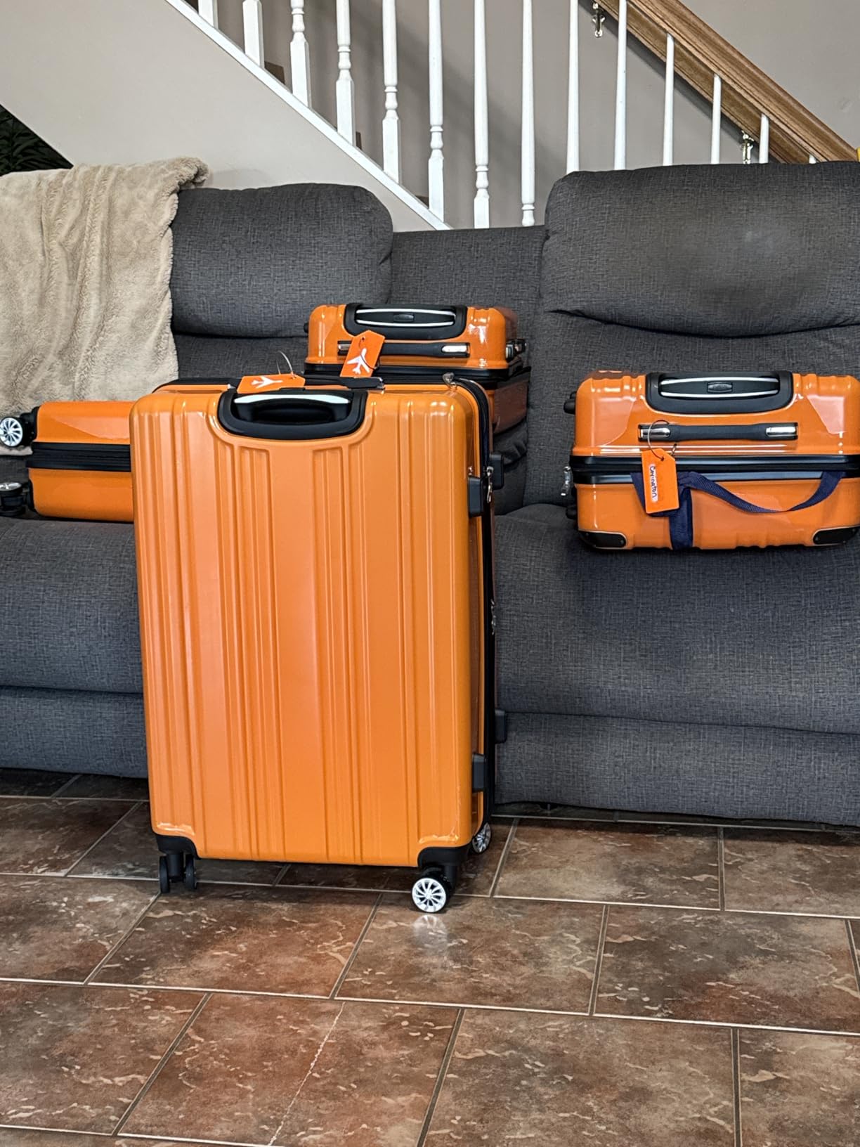 Coolife Luggage, Suitcase with Durable and Lightweight, Large Checked Luggage with ABS Hardshell Expandable, Dual Spinner Wheels, TSA Lock, and YKK Zipper (apricot white, L(28in)) customer photo 2