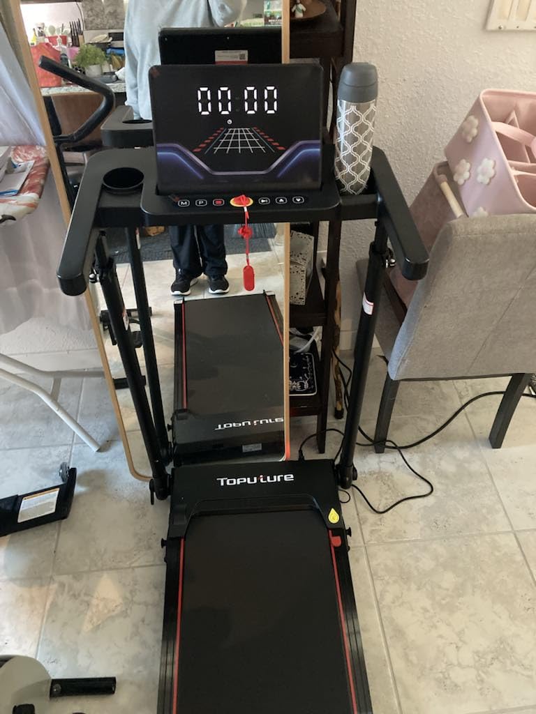 TOPUTURE Walking Pad with Adjustable Handle Bar & 10% Incline, Foldable Treadmill for Home, Portable Walking Pad with Desk customer photo 1