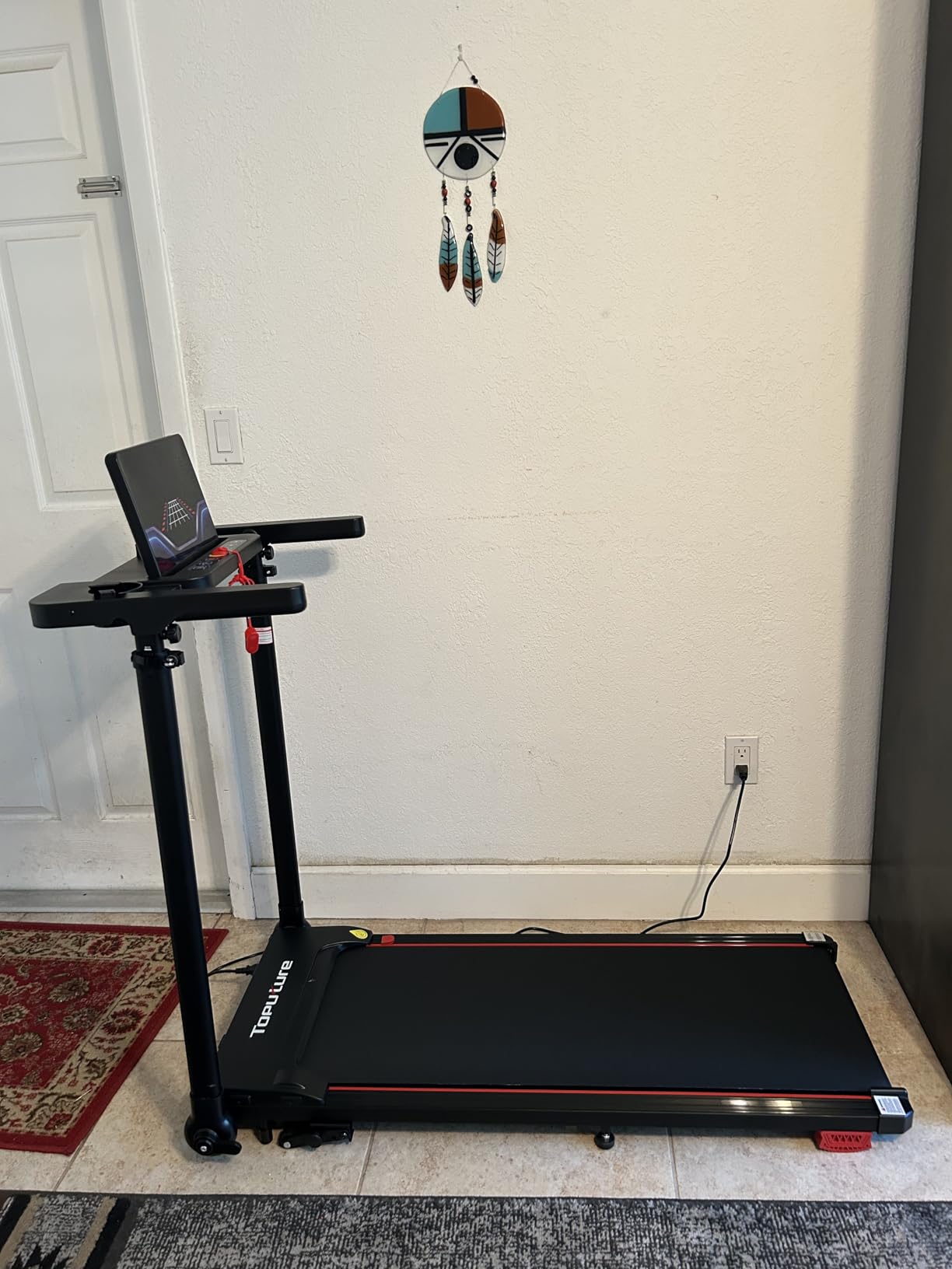 TOPUTURE Walking Pad with Adjustable Handle Bar & 10% Incline, Foldable Treadmill for Home, Portable Walking Pad with Desk customer photo 2
