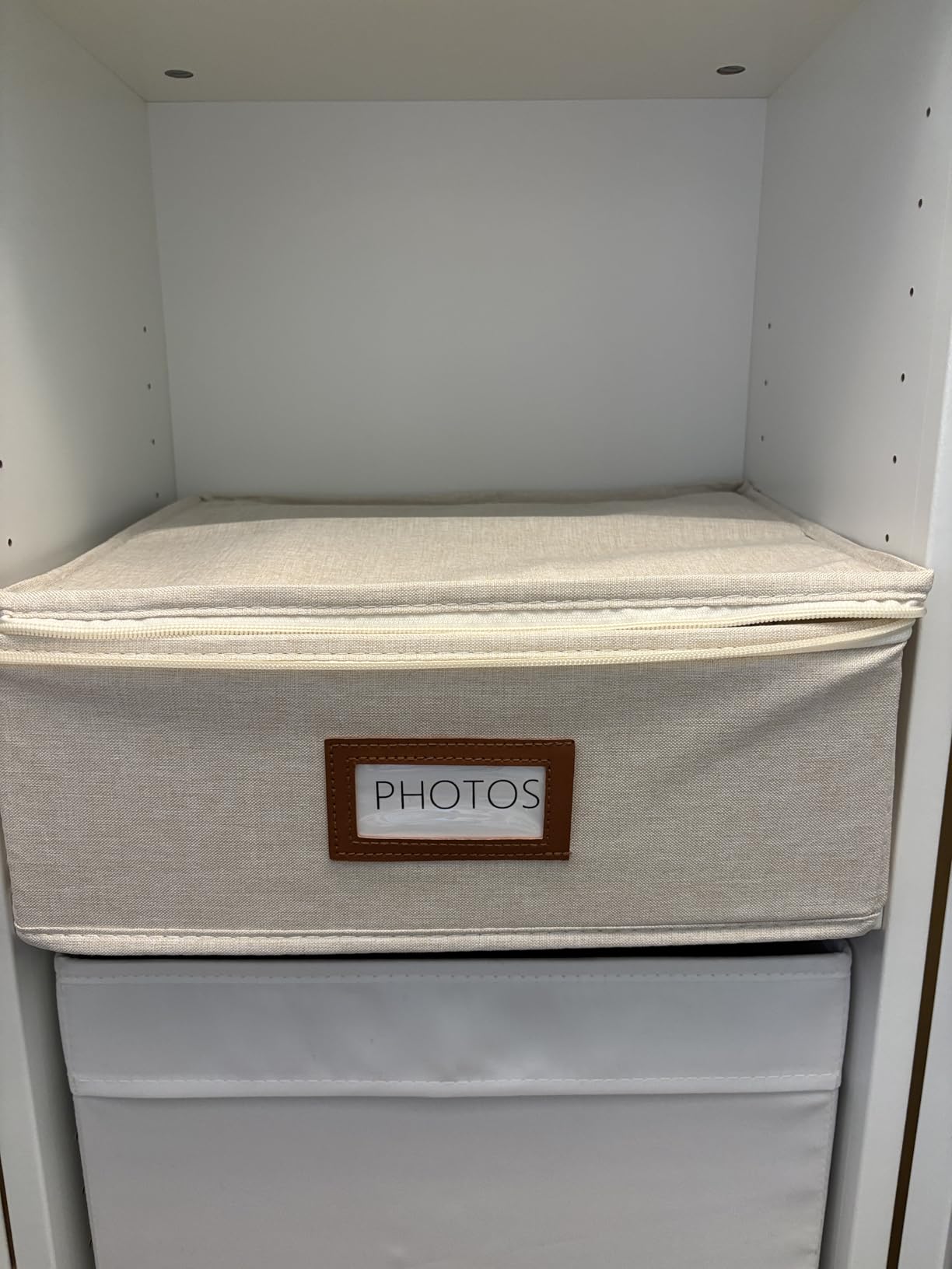 HULISEN Photo Storage Box with Lid & Dividers, Linen Photo Organizer for up to 2000 4x6 Pictures, Keepsake Memory Box with Side Handle for Family, Wedding & Baby Photos, Cards, Scrapbook customer photo 1