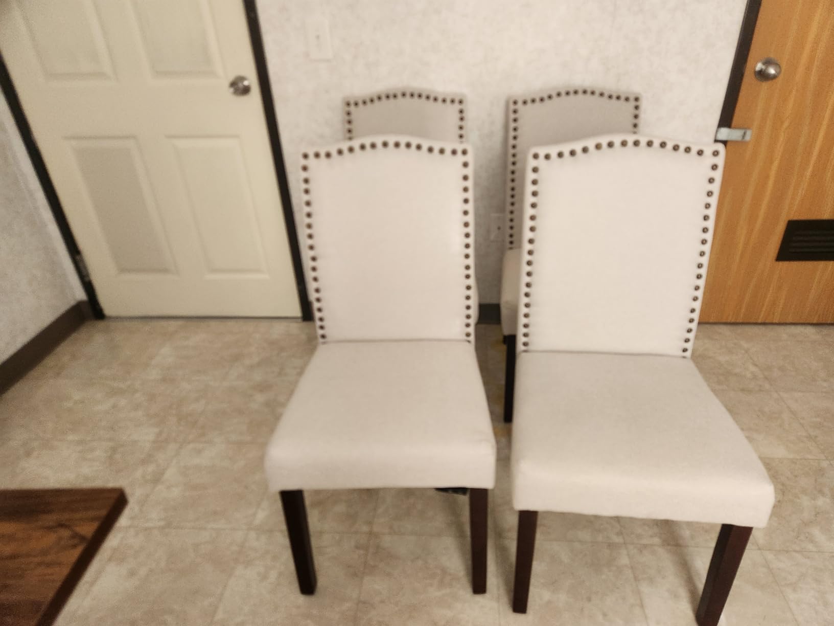 DUMOS Dining Chairs Set of 2, Modern Kitchen Table Chairs with Wooden Legs and Padded Seat, Mid Century Upholstered Accent Chairs for Dining Room Kitchen Living Room Restaurant, Beige customer photo 2
