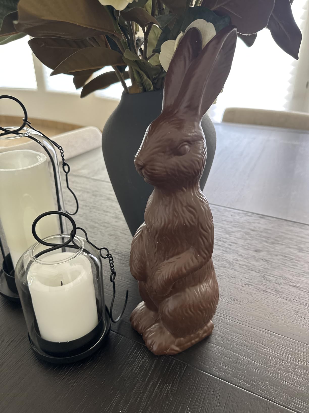 Easter Decorations - Set of 2 Chocolate Ceramic Bunny Figurines - Modern Easter Ornaments for Home, Elegant Indoor Holiday Decor Table Centerpiece Mantel Decorations for Living Room, Bedroom, Office customer photo 1