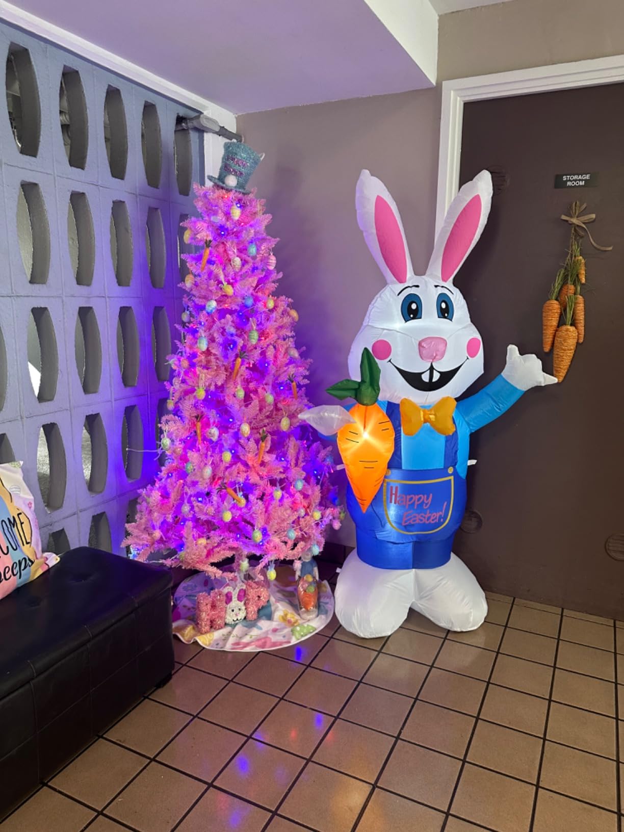 5.2FT Easter Bunny Inflatable with Colorful Eggs Bunny Outdoor Blow Up Yard Decoration with Built-in 3 LED Lights, Waterproof for Spring Garden Lawn Party Home Decor customer photo 2