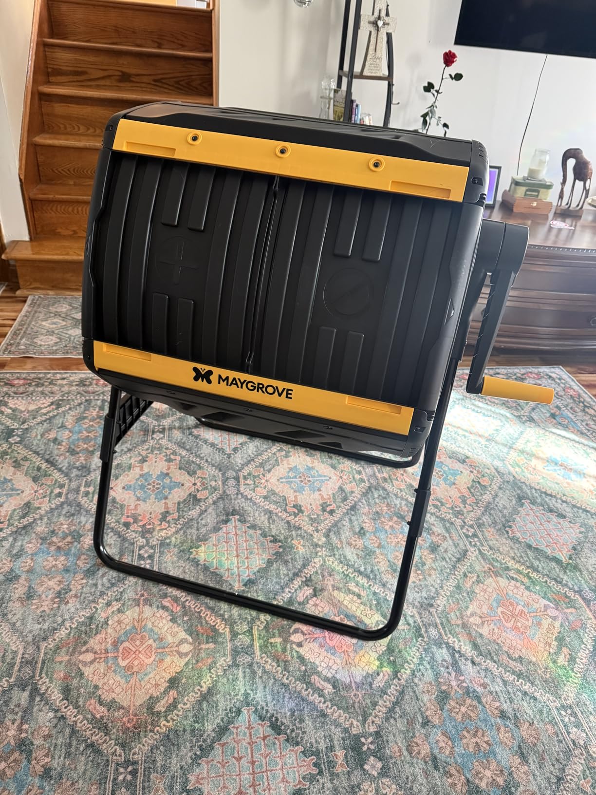 Maygrove Outdoor Compost Bin 53 Gallon, Dual Chamber Large Compost Tumbler for Garden Backyard, with 360° Rotating, Sliding Doors & Solid Steel Frame customer photo 2