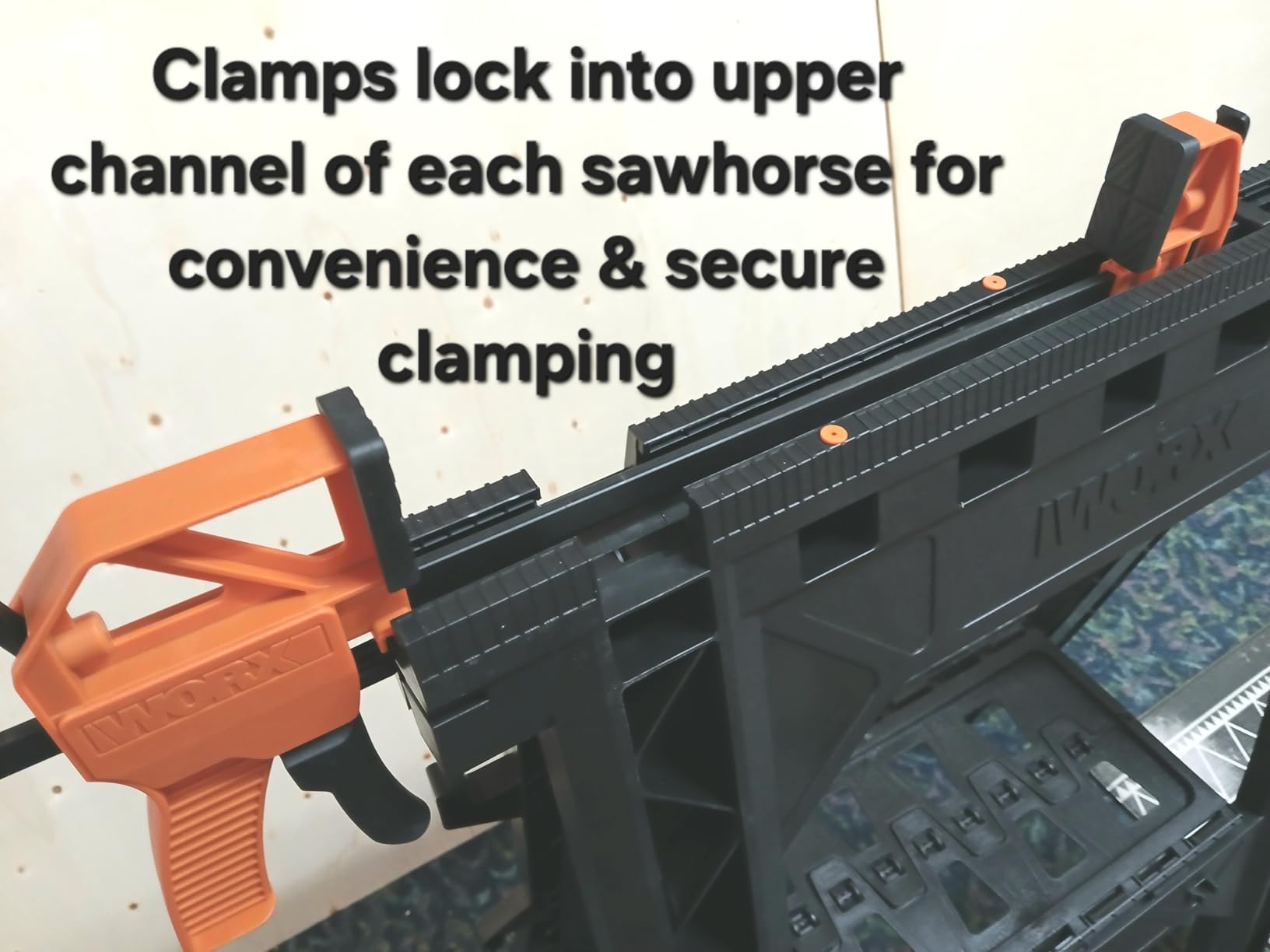 Worx WX065.3 Clamping Sawhorses with Bar Clamps and 7 Inch Metal Triangle Ruler customer photo 1