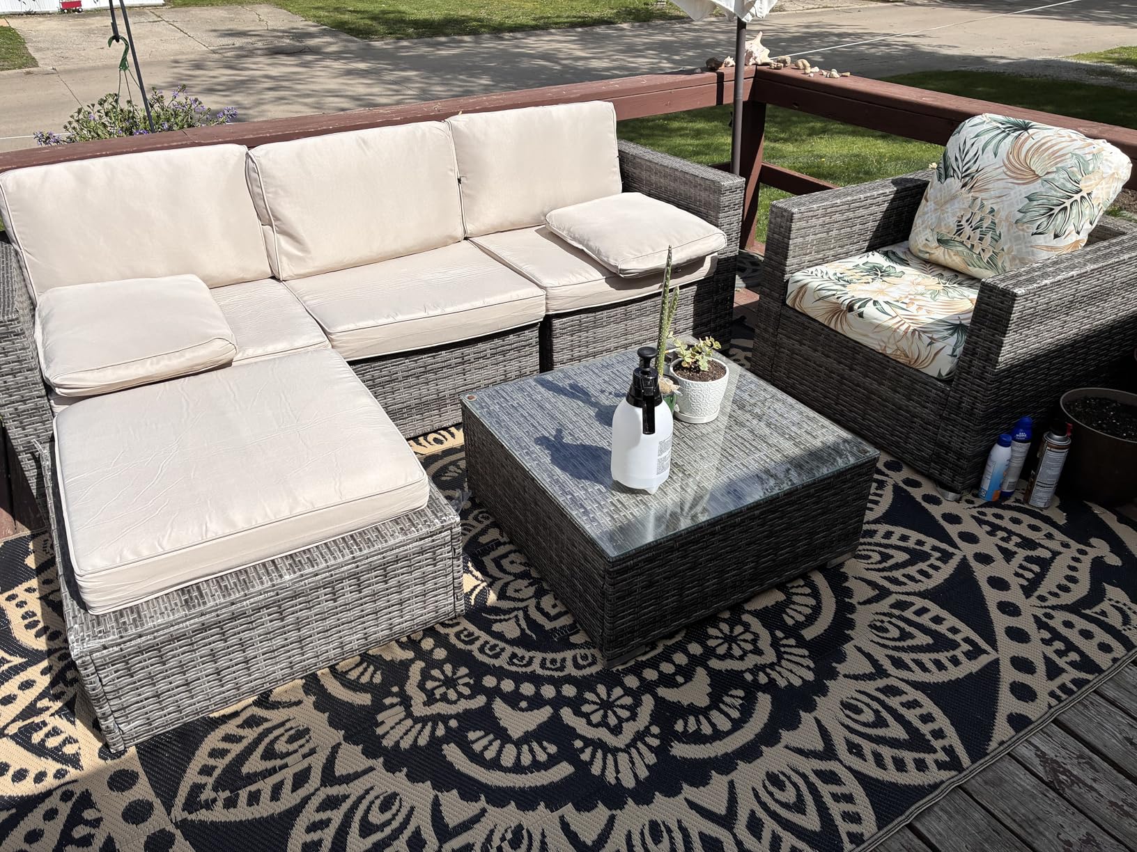 Aoxun Replacement Cushions for Outdoor Furniture, 14-Piece Outdoor Cushions for Patio Furniture, Deep Seat, Splash-Proof & Fade Resistant Couch Cushion for 6-Seat Patio Conversation Sets, Grey customer photo 1