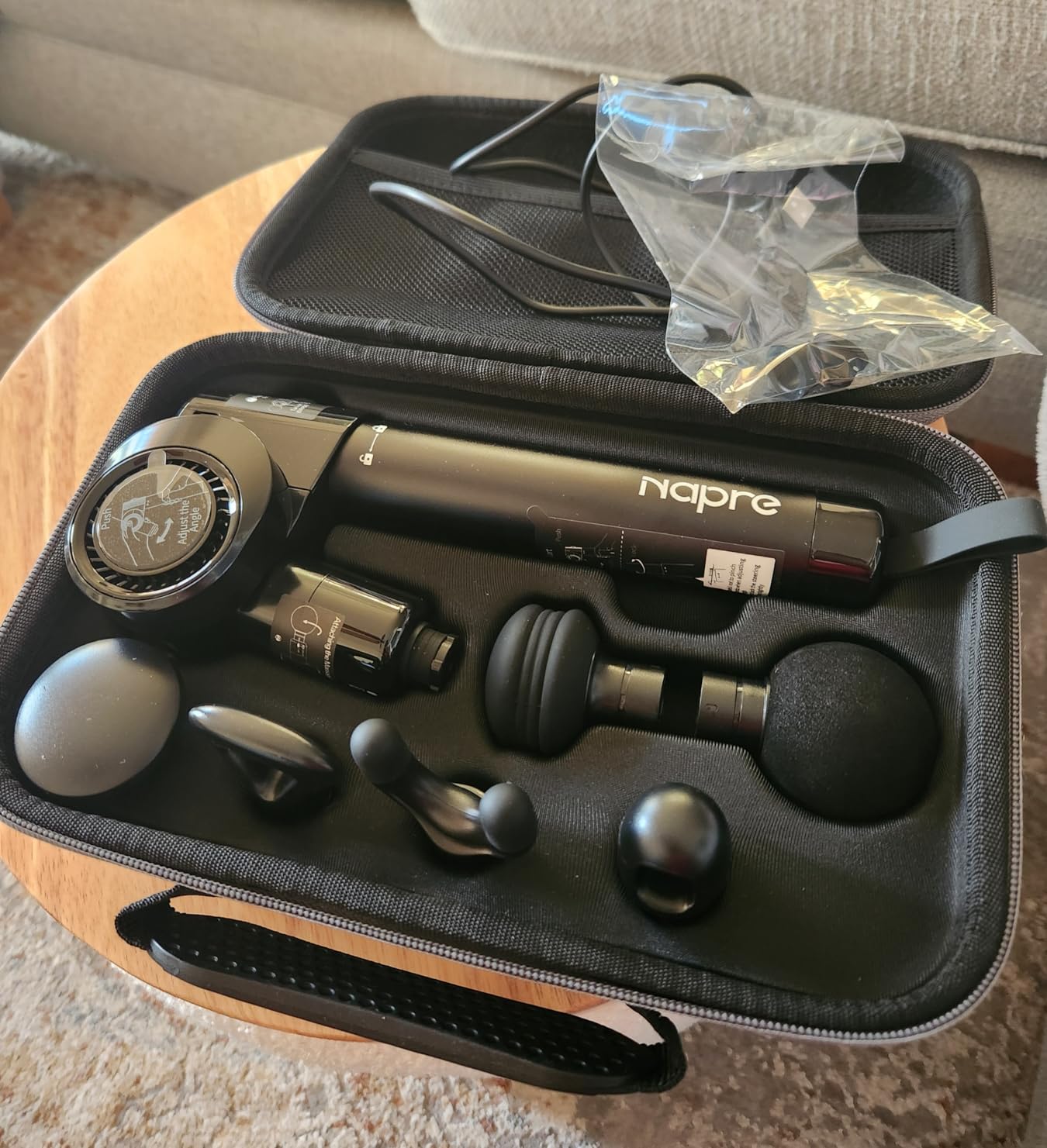 NAPRE Foldable Massage Gun with Extension Handle & 5 Adjustable Angles, Deep Tissue Back Massage for Neck/Body Pain Relief, 32 Speeds, 6 Heads & Silent, with Case customer photo 1