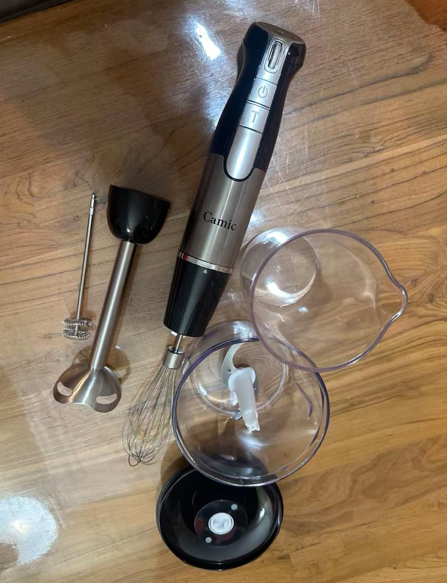 Camic Hand Blender, Cordless Immersion Blender with 6 Speeds, 4 in 1 Portable Mixer Electric Handheld Mixer with Blender, Chopper, Whisk, Frother for Soup, Smoothies, Baby Food and Puree (Champagne) customer photo 2