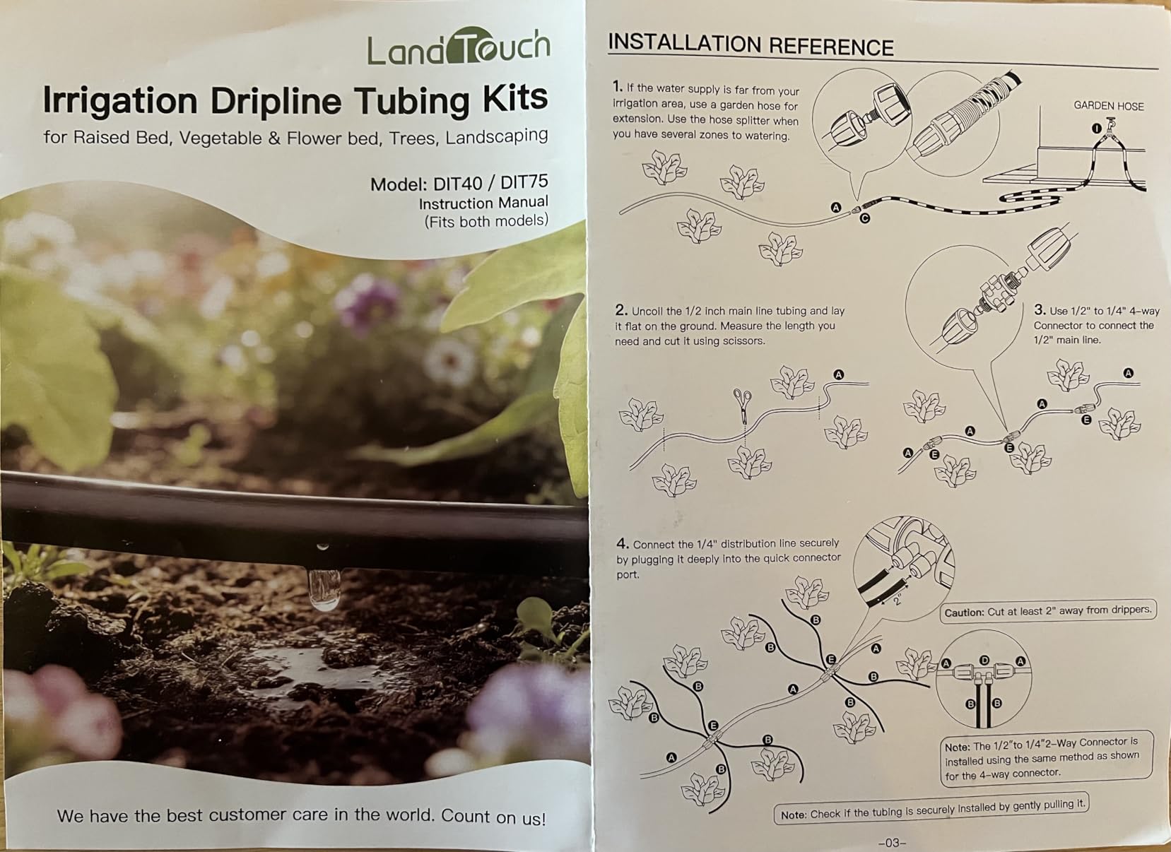 250FT Drip Irrigation Tubing Kit with 1/2 Irrigation tubing, 1/4 inch Dripline, and Irrigation Parts for Garden, Raised Beds, and Greenhouse Watering customer photo 2
