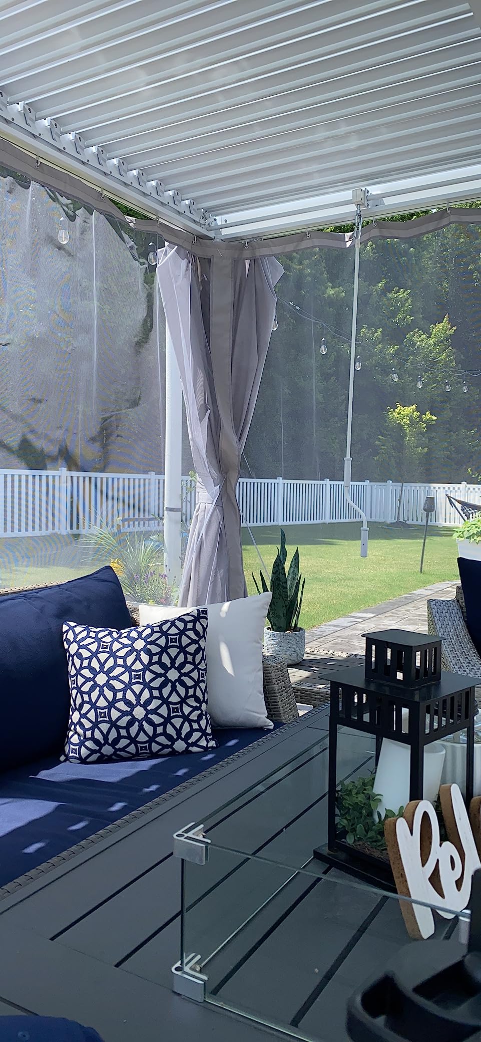 MELLCOM Electric Retractable Pergola 10x13, Aluminum Motorized Louvered Pergola, 2 Independent Adjustable Louvers, Integrated Drainage System, Dark Gray customer photo 2