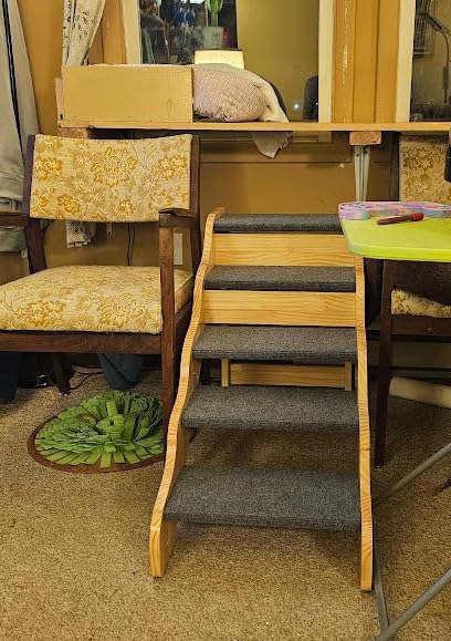 VEVOR Wood Pet Stairs, 5-Step Dog Stairs for Beds, Sofa & Cars, 150lbs Load Capacity, Folded Flat Design, Stable & Sturdy Cat & Dog Step Ladder for Small Medium Large Older Pet Puppy Essentials customer photo 2