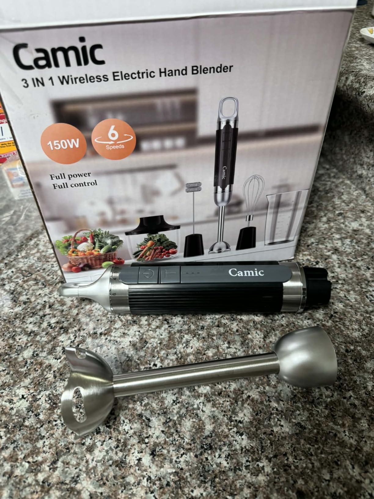 Cordless Immersion Hand Blender with Charging, 4 in 1 Hand Blenders Set,6-Speed Turbo, Wall-Mountable Design, Includes Chopper, Whisk & Frother for Soup, Baby Food & Smoothies (Black) customer photo 2