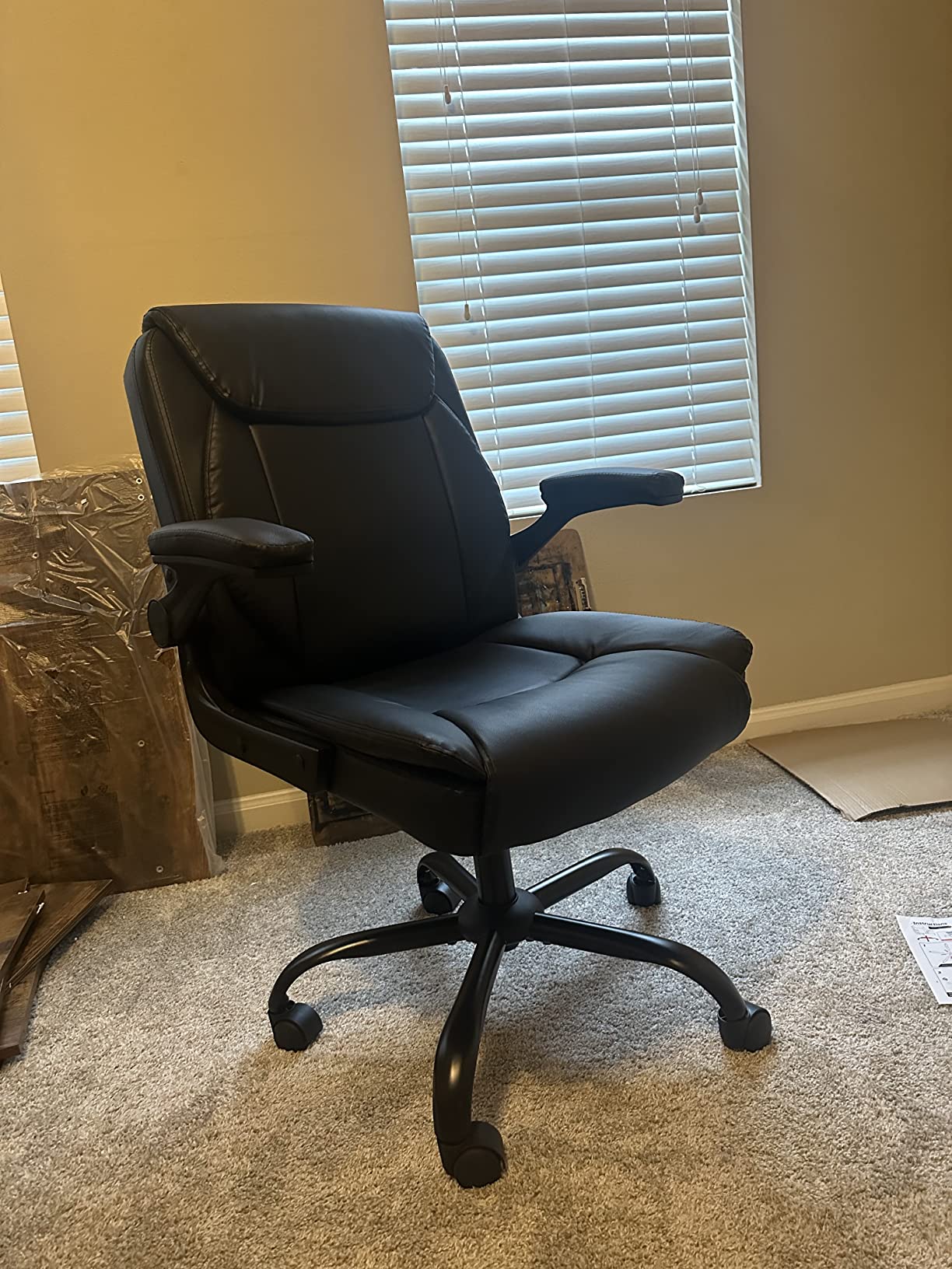 NEO CHAIR Ergonomic Executive Office Chair - Mid-Back Leather with Adjustable Padded Flip-Up Armrests customer photo 2
