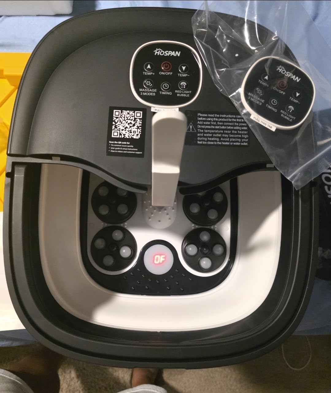HOSPAN Collapsible Foot Spa Electric Rotary Massage, Foot Bath with Heat, Bubble, Remote, and 24 Motorized Shiatsu Massage Balls. Pedicure Foot Spa for Feet Stress Relief customer photo 2