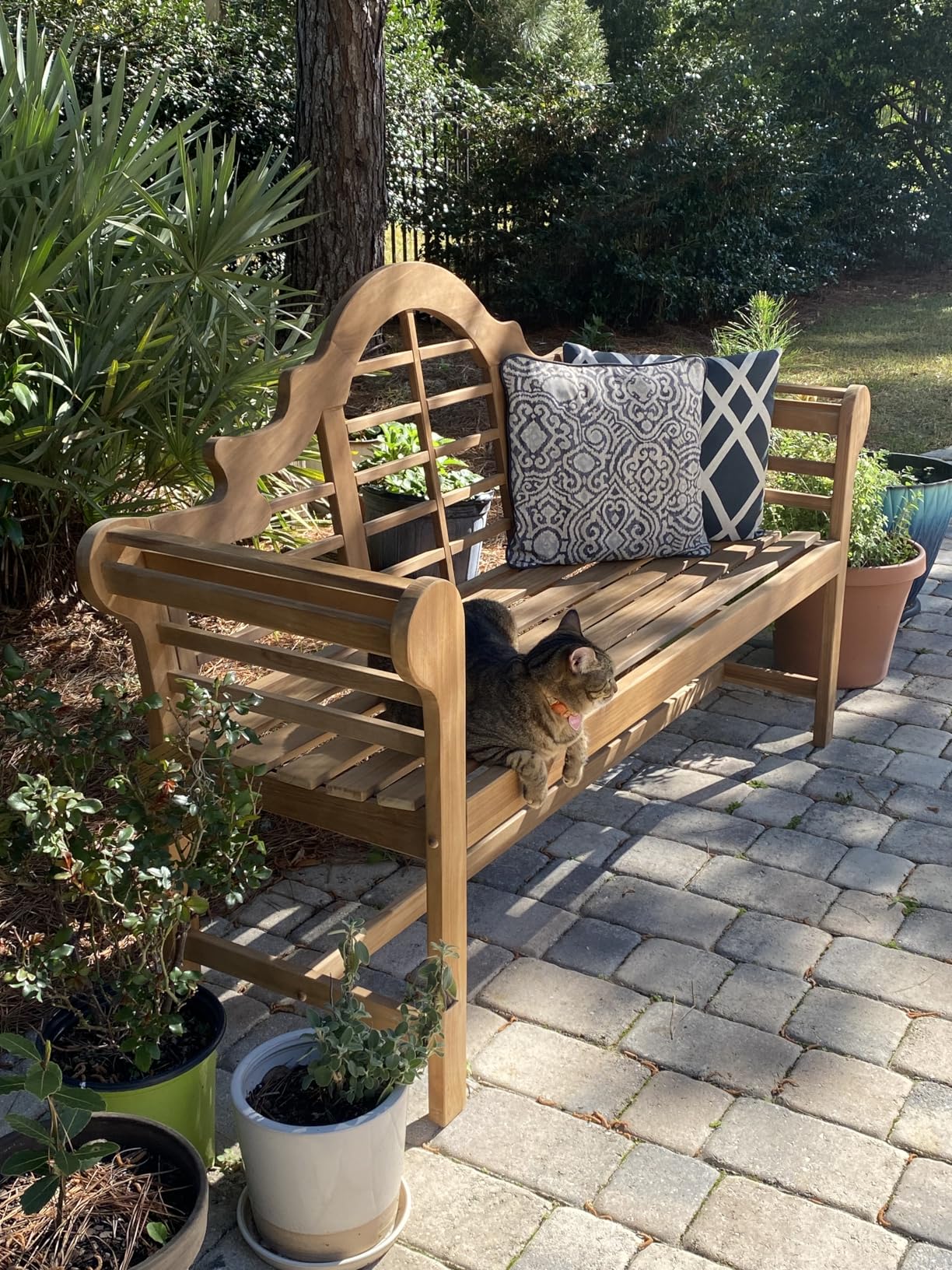 Cambridge Casual Lutyens Teak Wood Garden Bench 5-Foot - Wooden Outdoor Bench for Patio, Porch, Lawn, Backyard customer photo 2