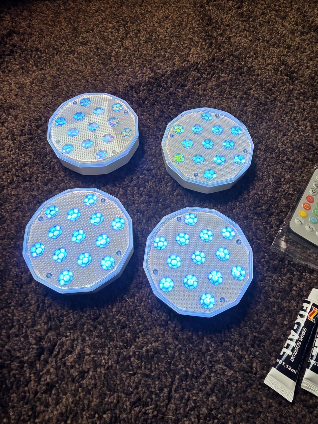 Ollny Pool Lights with Remote, Rechargeable Submersible LED Lights 3000mAh Battery, 16 Colors Changing IP67 Waterproof LED Puck Lights for Above Ground Pools, Inground Pool, Ponds, Hot Tubs 4 Pack customer photo 2