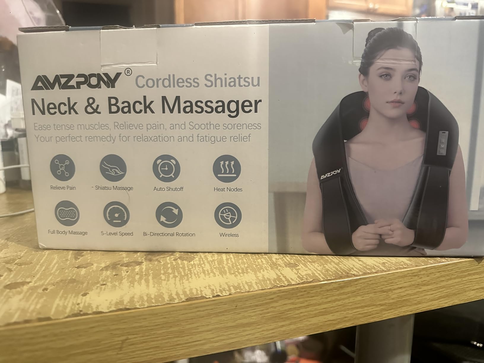 AMZPONY Cordless Neck Massager for Pain Relief Deep Tissue, Rechargeable Shiatsu Neck and Back Massager with Heat customer photo 1