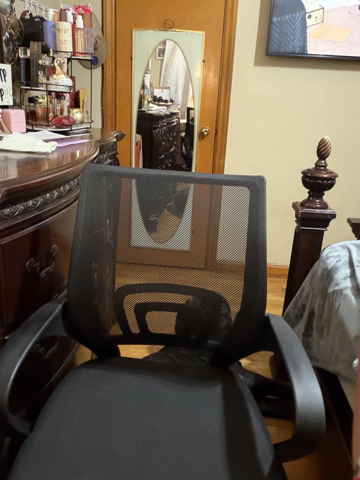 OLIXIS Office Desk Chair - Ergonomic Mid Back with Lumbar Support & Rocking Mode, Height Adjustable customer photo 2