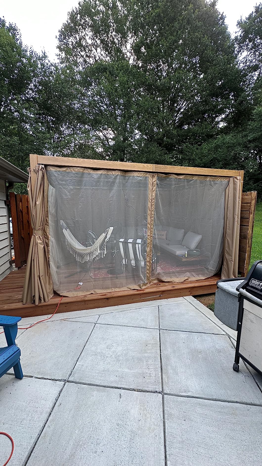HAPPATIO Louvered Pergola 10' x 13' Outdoor, Woodgrain-Look Aluminum Frame with Adjustable Rainproof Roof, Patio Pergola with Curtains and Mosquito Nets, Aluminum Frame for Patio, Backyard, Deck customer photo 2