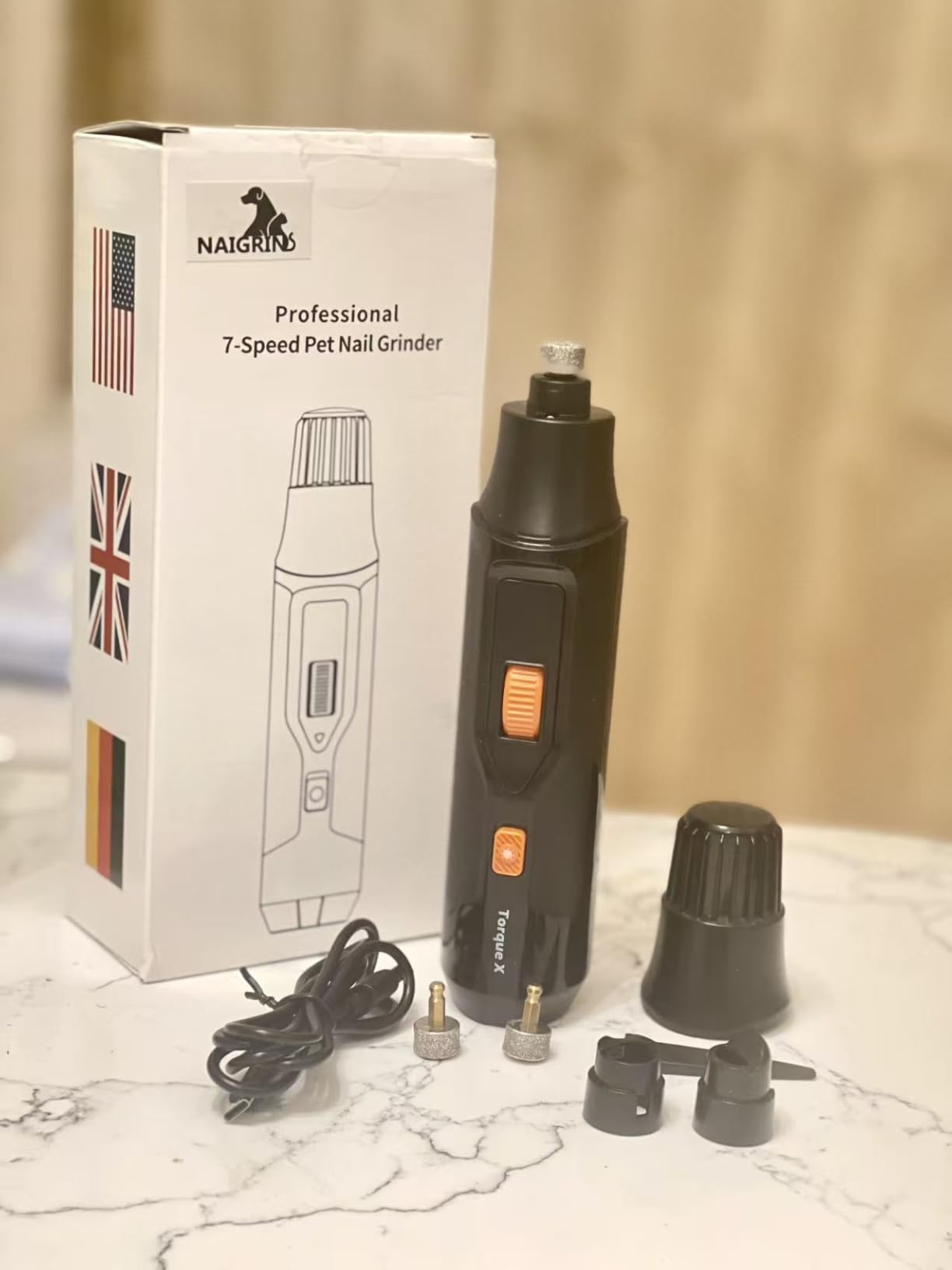 Torque X +30% Power Professional Dog Nail Grinder - Ultra-Quiet 30dB Dog Nail Trimmers, Powerful 7-Speed 16,000 RPM Motor (20k Force), Dual LED Lights, 12H+ Runtime, 3 Diamond Bits & Dust Cap customer photo 2