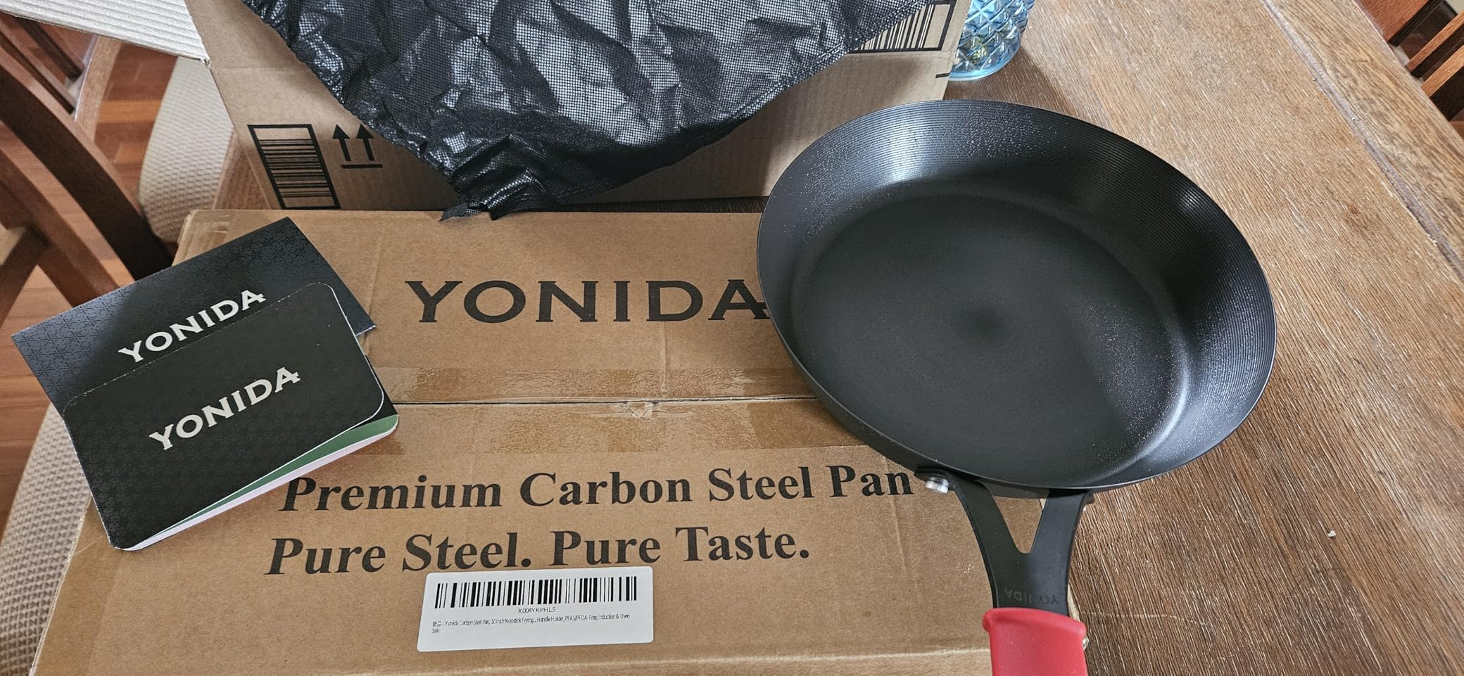 Carbon Steel Pan, 10 Inch Nonstick Frying Pan Skillet, Pre-Seasoned Carbon Steel Cookware with Removable Silicone Handle Holder, Indoor/Outdoor, Induction & Oven Safe customer photo 1