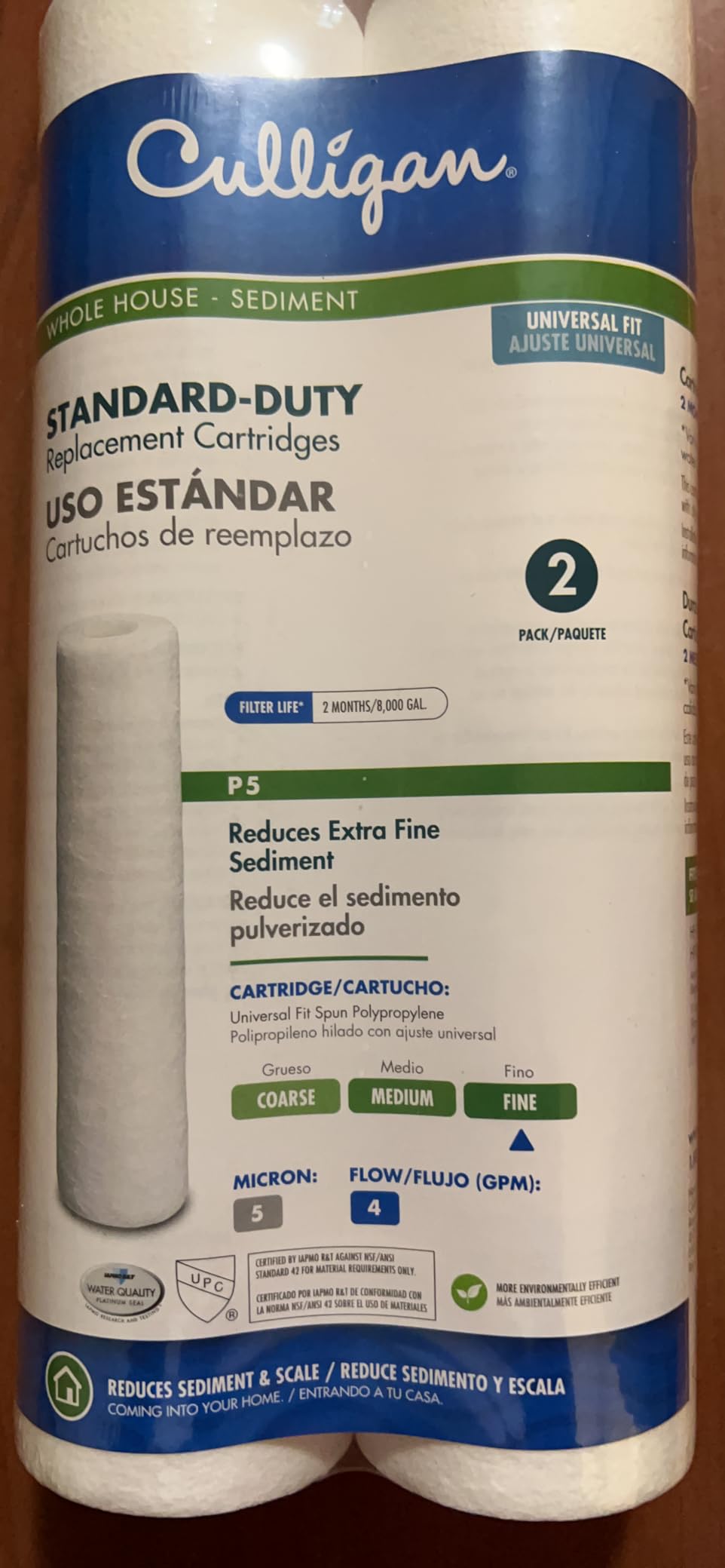 Culligan Whole House Water Filter P5A - Reduces Sediment, Rust, Scale & Dirt for Clean Great-Tasting Water for Cooking & Drinking, Long Lasting Replacement Filter Cartridges 8,000 Gallons, Pack of 2 customer photo 1