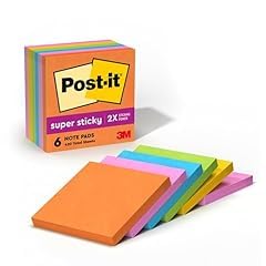Post-it Super Sticky Notes, 3x3 in, 6 Pads, 2X The Sticking Power, Energy Boost Collection, Bright Colors customer photo 1