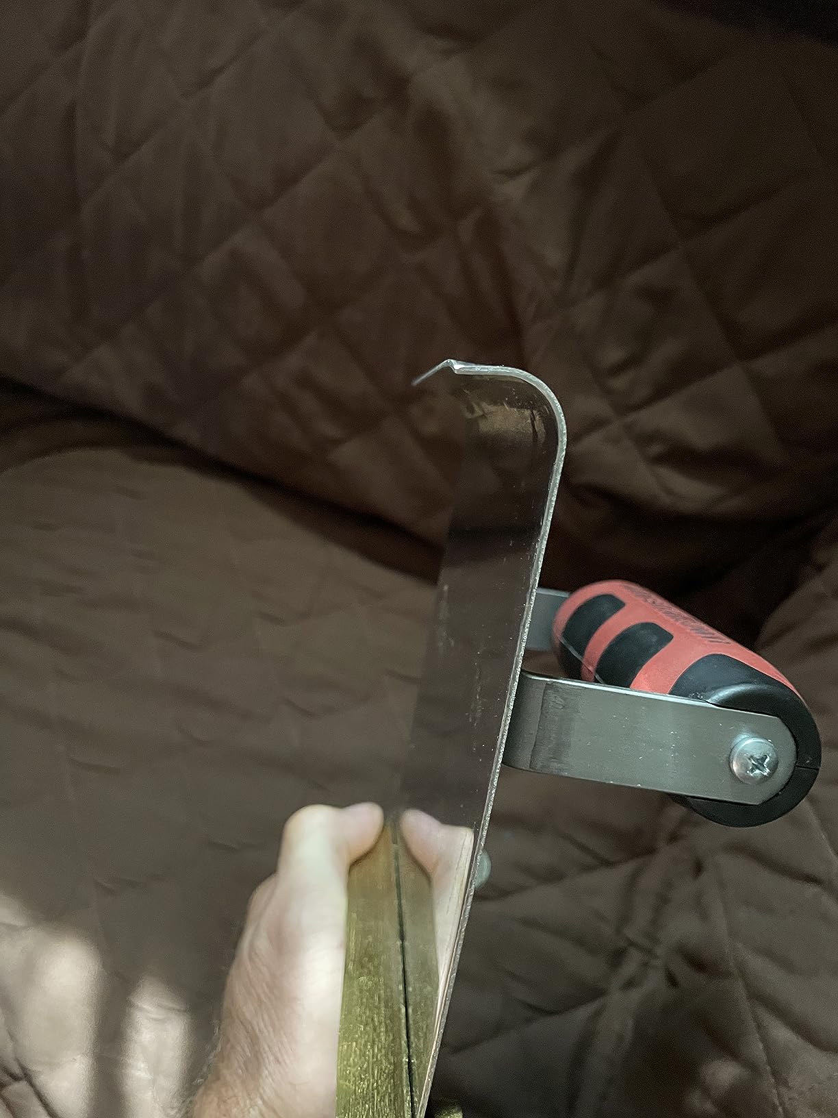 MARSHALLTOWN Stainless Steel Hand Edger with Adjustable Groover, Concrete, Curved, 14 Inch by 5 Inch, 1/2 Inch Edger Radius, 1/2 Inch Bit Depth, DuraSoft Handle, Made in the USA, 3489D customer photo 1