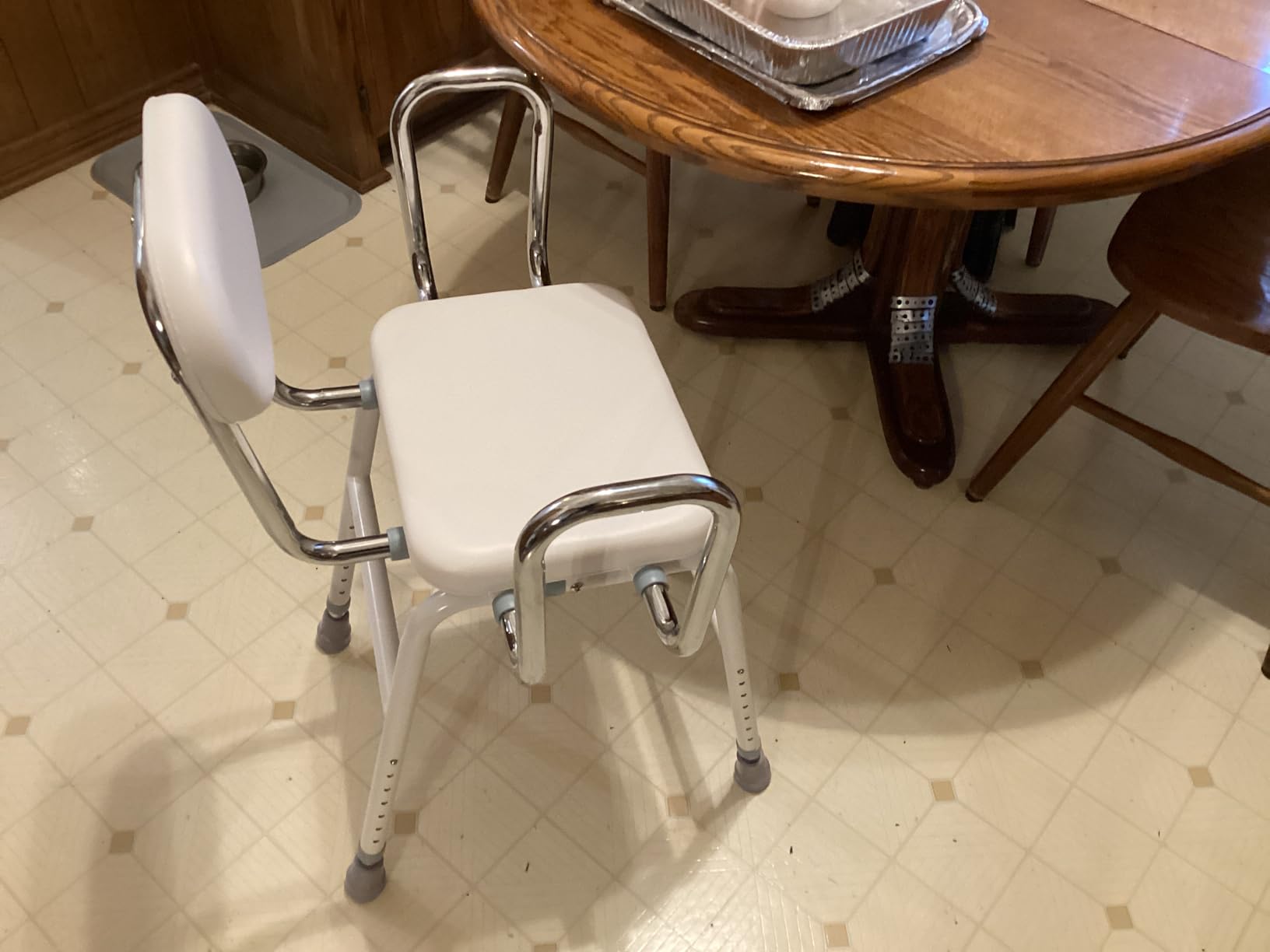 Drive Medical 12455 Adjustable Height Stool with Back and Arms White customer photo 1