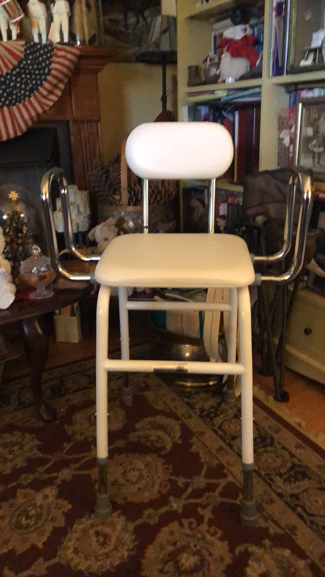 Drive Medical 12455 Adjustable Height Stool with Back and Arms White customer photo 2