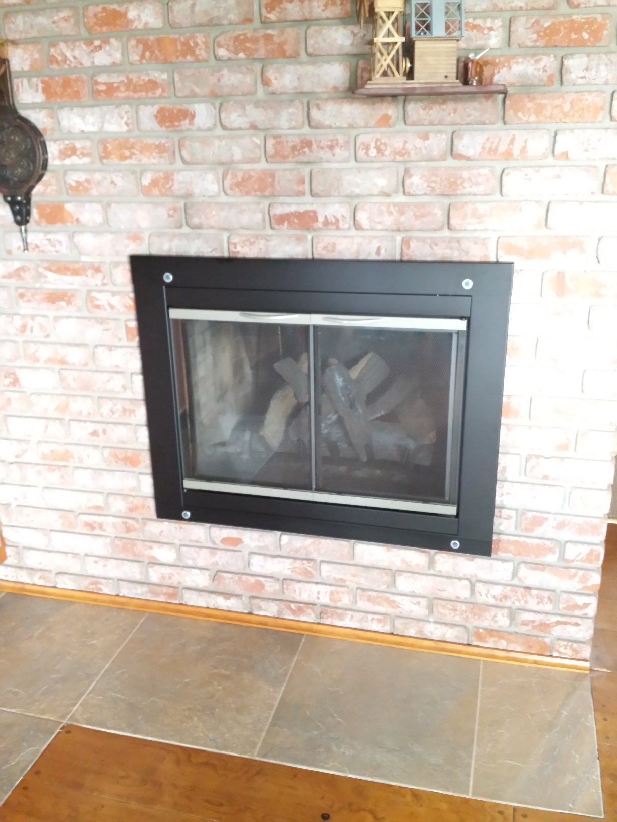 Pleasant Hearth Alsip Sunlight Nickel Glass Firescreen Door, Small customer photo 1