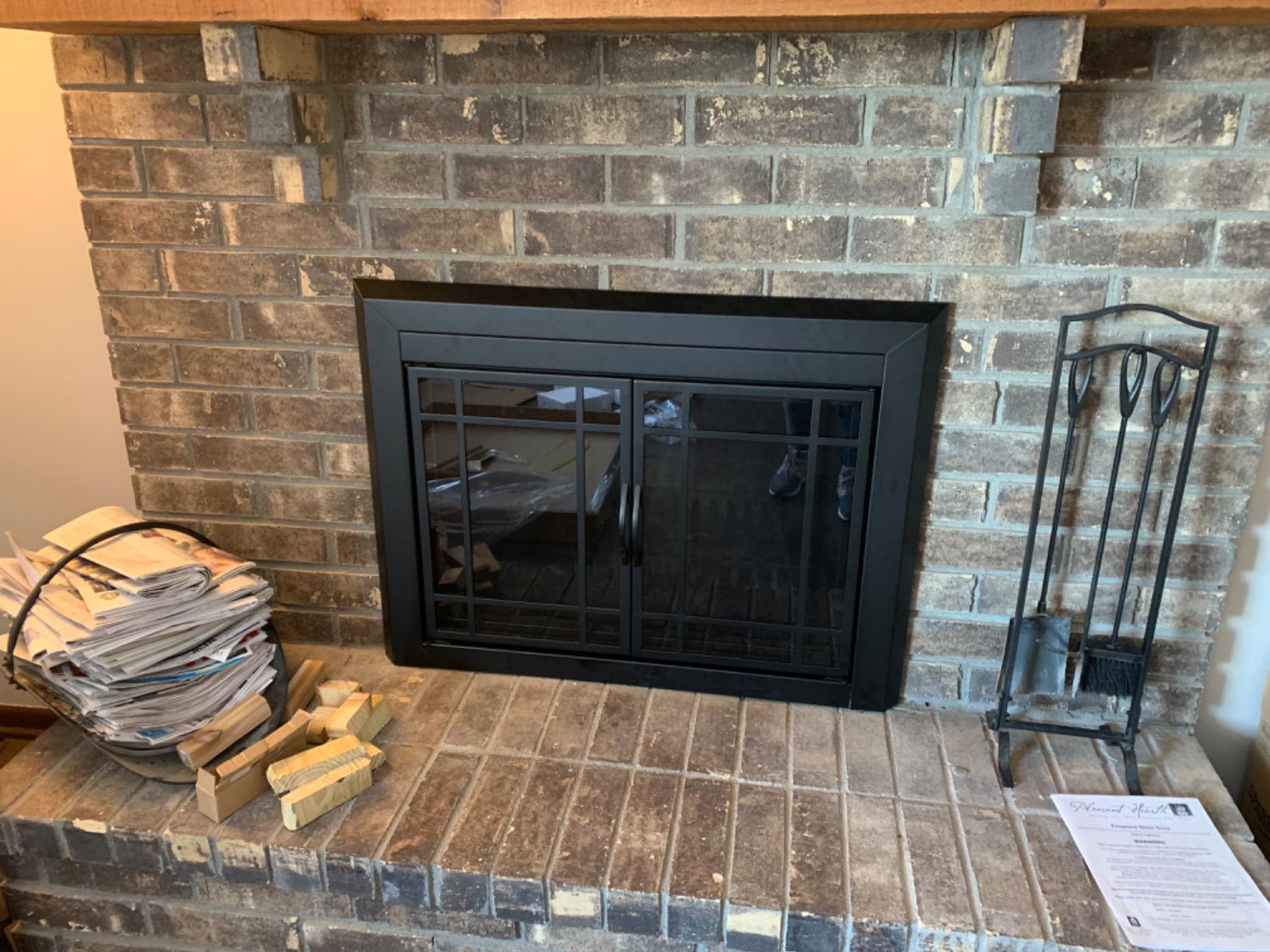 Pleasant Hearth Easton Small Black Fireplace Glass Door customer photo 1