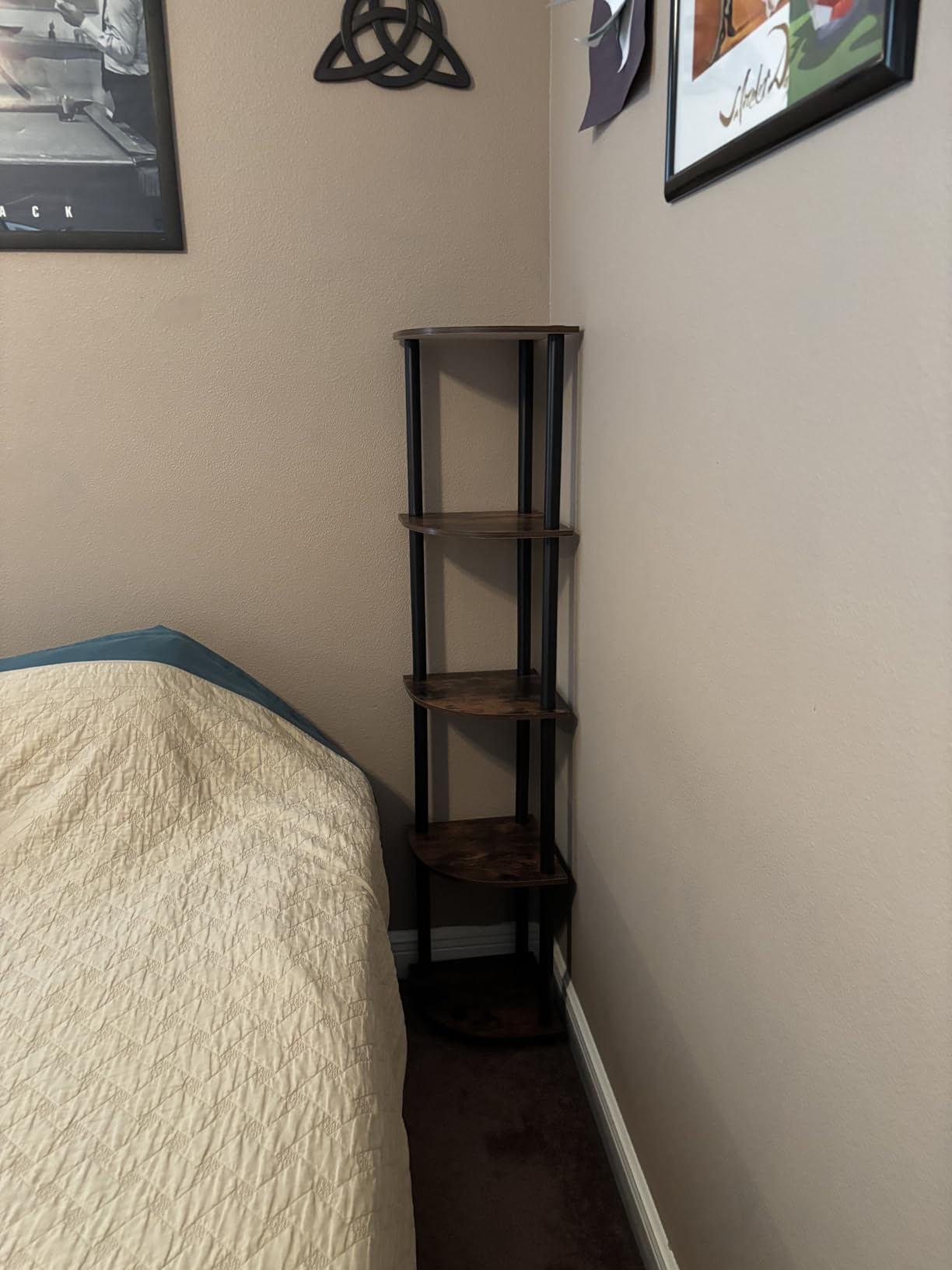 Furinno TURN-N-TUBE Corner Shelf, 5-Tier Corner Bookshelf, Open Storage Shelves, for Organization and Storage, Living Room, Home Office, Garage, Bedroom, Espresso customer photo 1