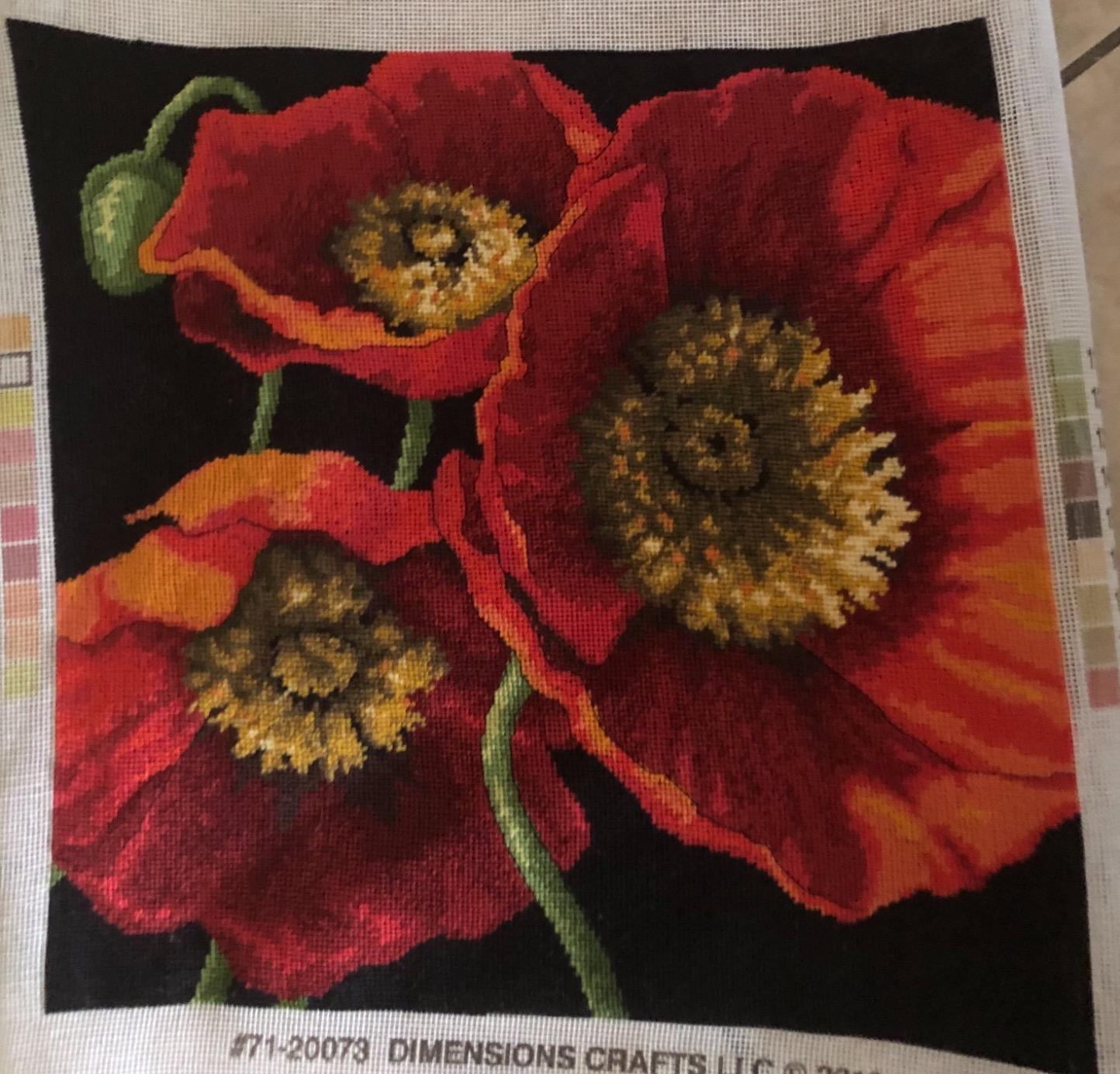 Dimensions Wilton Dimensions Needlepoint Kit, Red Poppy Trio, 14'' x 14'' customer photo 2