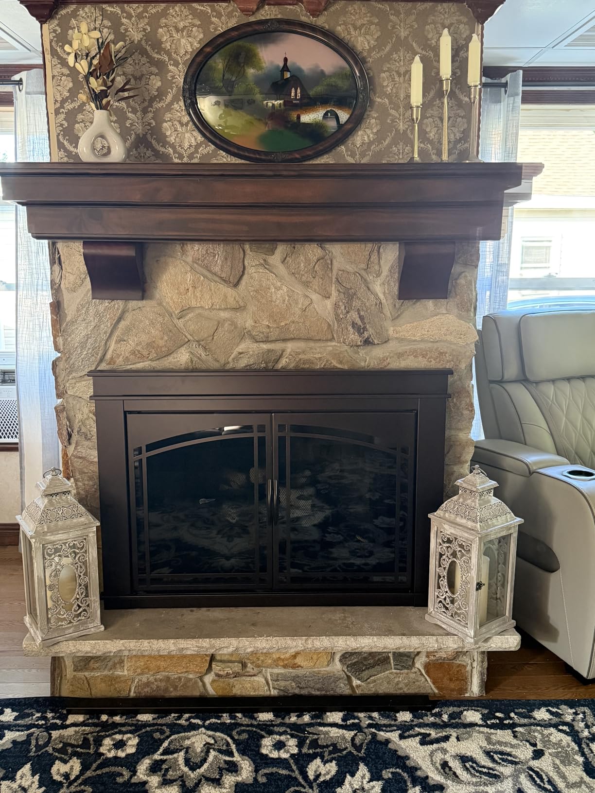 Pleasant Hearth FN-5702 Fenwick Fireplace Glass Door, Oil Rubbed Bronze, Large customer photo 1