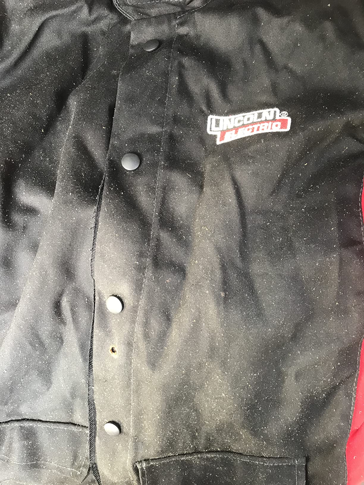 Lincoln Electric Split Leather Sleeved Welding Jacket | Premium Flame Resistant Cotton Body | Black & Red | K2986-L customer photo 2