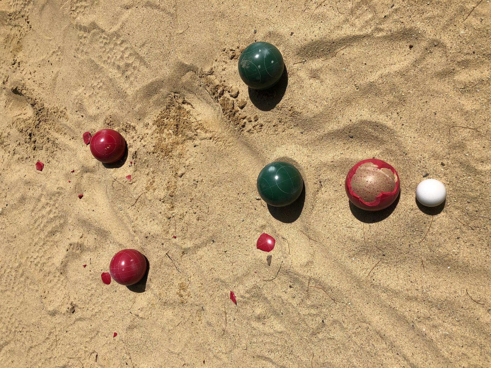 Trademark Games Bocce Ball Set Regulation Size - Lawn Game for Backyard or Beach - Includes Red and Green Bocce Balls, Pallino, and Carrying Case customer photo 2