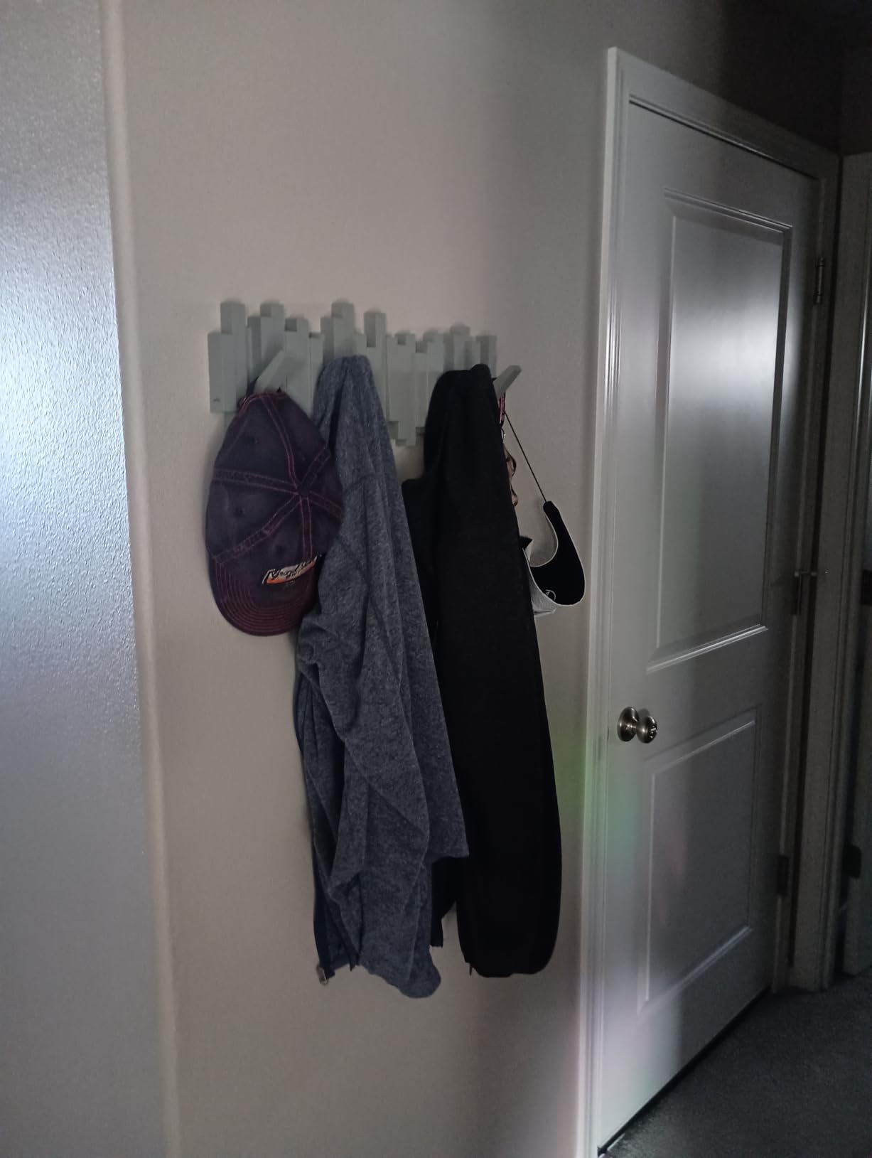 Umbra Sticks Wall-Mounted Coat Rack Rail Hook with 5 Retractable Pegs - Modern, Space-Saving Storage Organizer, Black customer photo 2