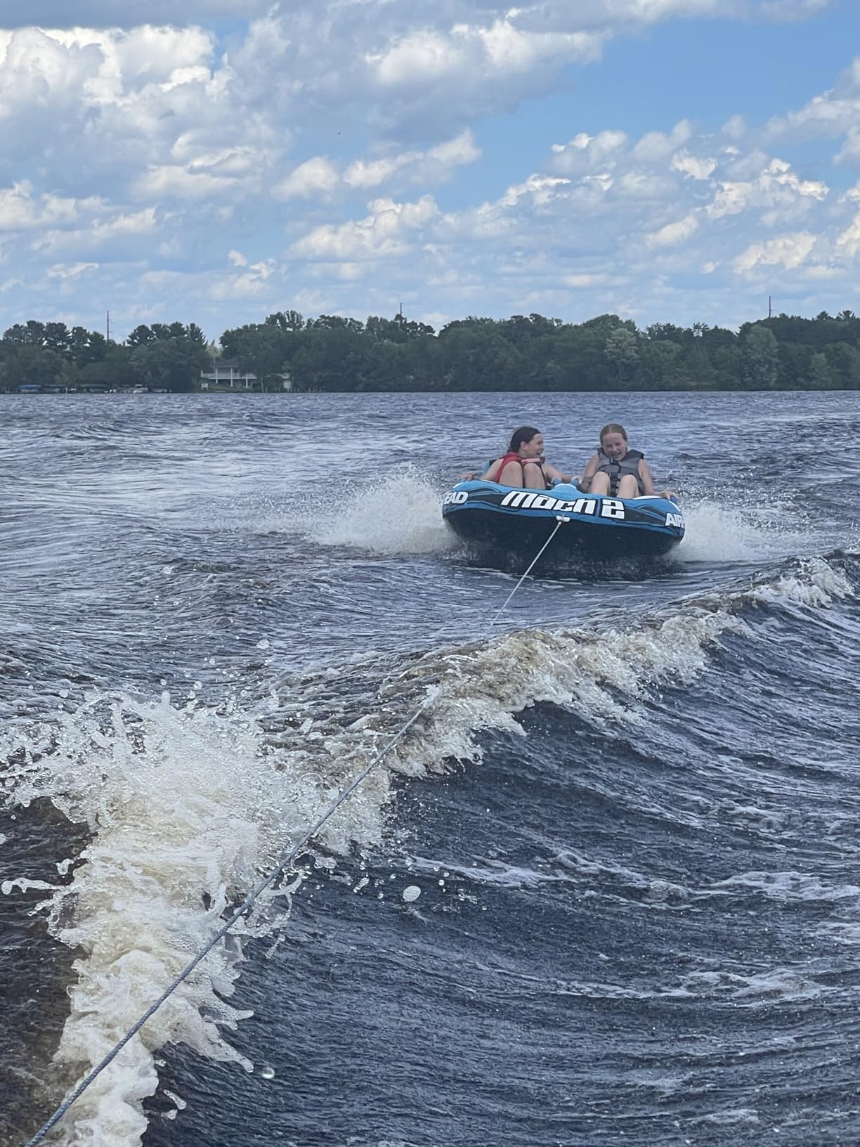 Airhead Mach Towable Tube for Boating, 1-3 Rider Inflatable Boat Tube for Water Tubing, Cockpit Design, Kwik-Connect Tow System, Foam Padded Handles w/ Knuckle Guard, Speed Safety Valve customer photo 1