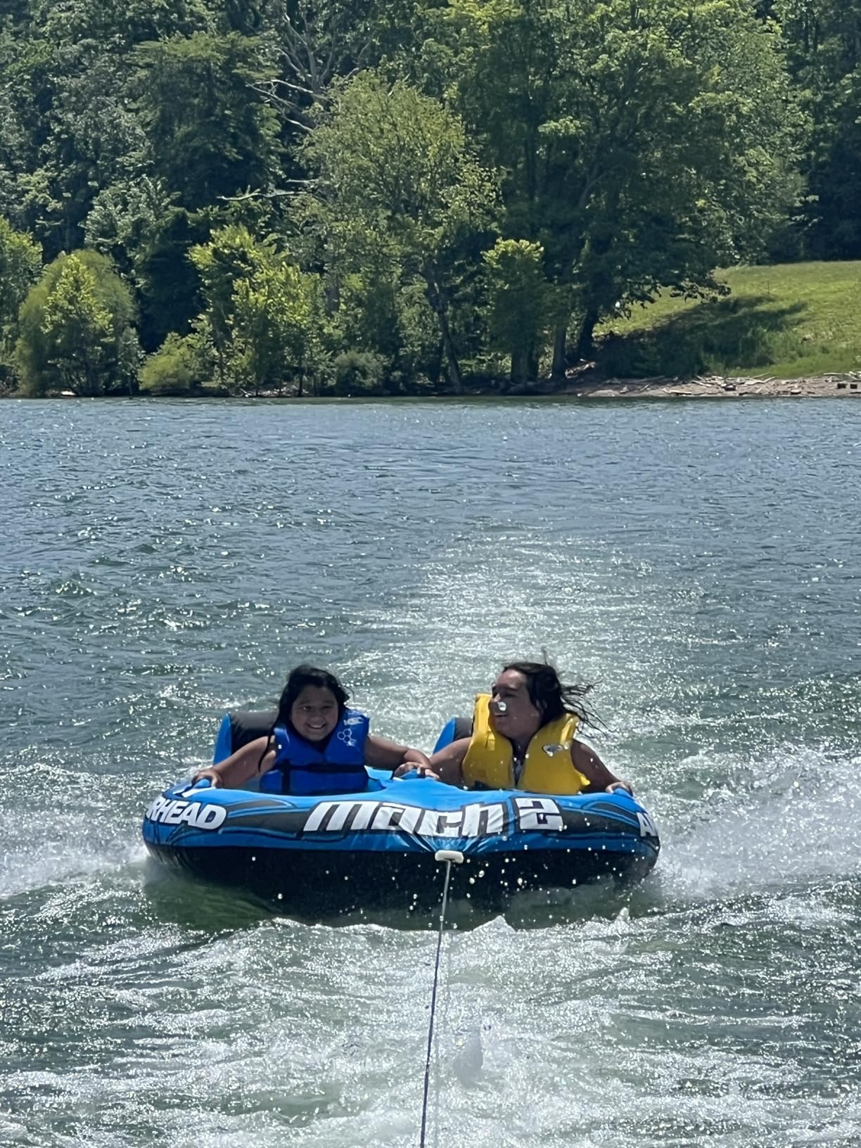 Airhead Mach Towable Tube for Boating, 1-3 Rider Inflatable Boat Tube for Water Tubing, Cockpit Design, Kwik-Connect Tow System, Foam Padded Handles w/ Knuckle Guard, Speed Safety Valve customer photo 2