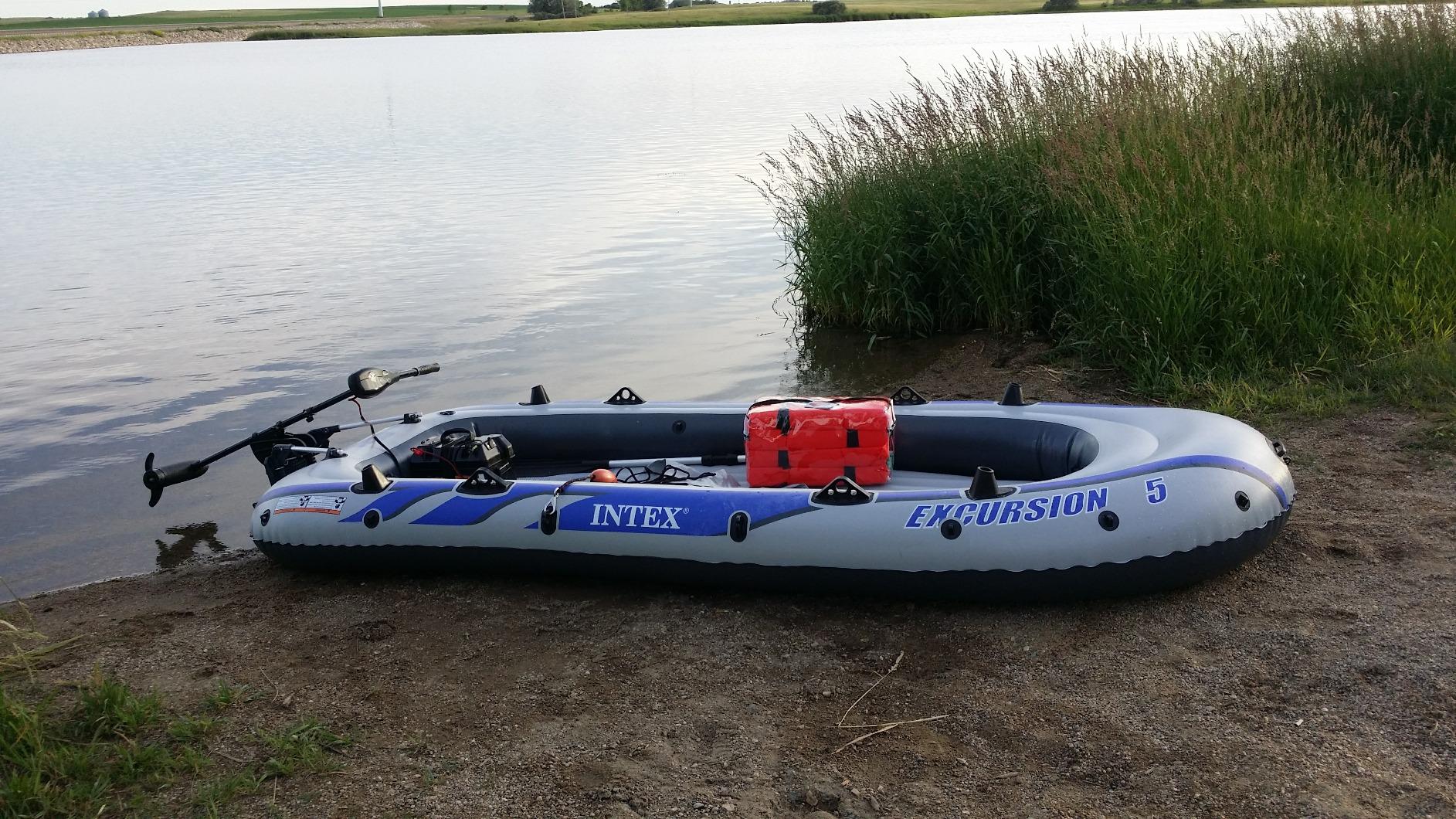 Intex Excursion 5 Person Inflatable Boat, Water Fishing River Raft Set w/ Oars - Large 1,300 Lb Capacity customer photo 1