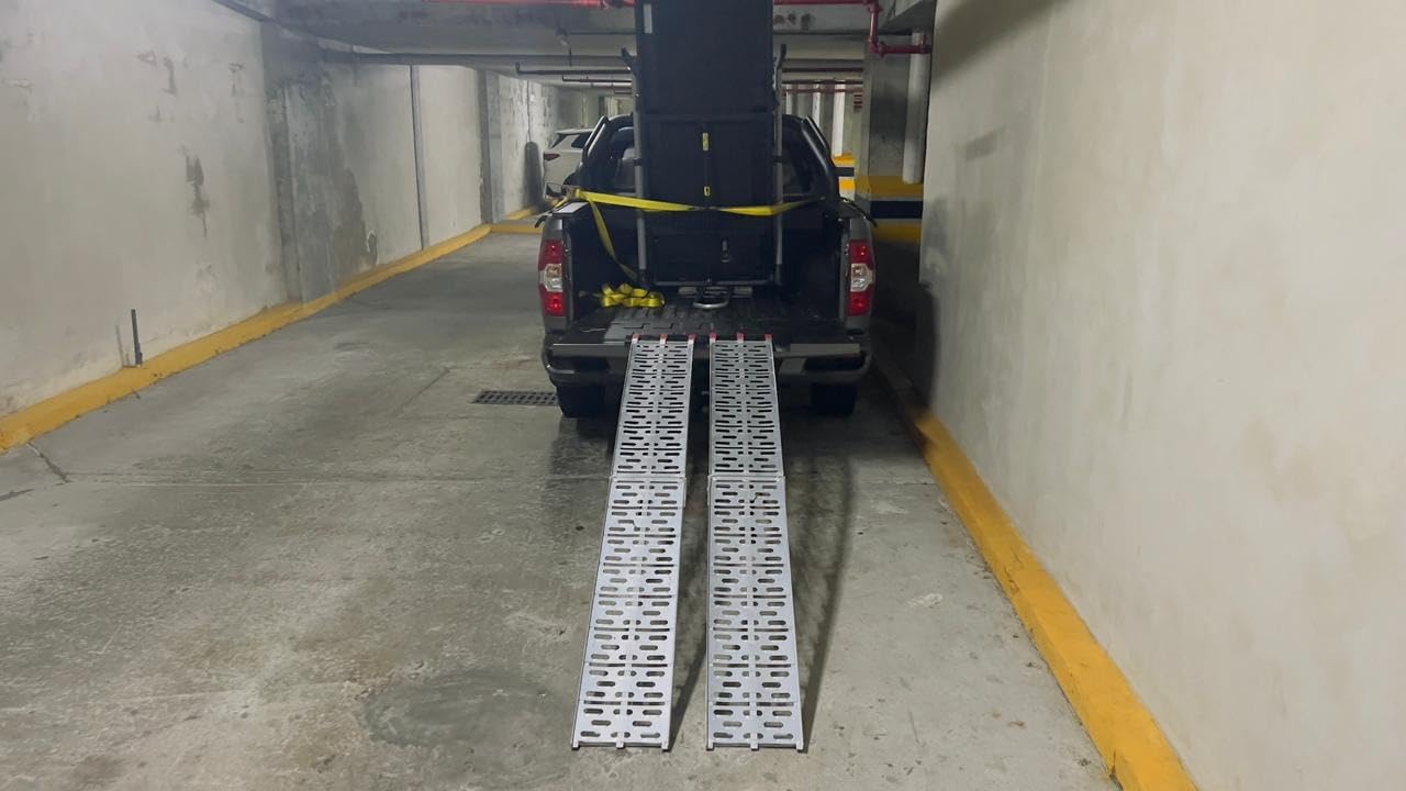 Titan Ramps 2 Pack 7.5 Ft Folding ATV Loading Ramps, Arched Aluminum with Safety Straps - 1,500 lb Capacity Heavy Duty Truck and Trailer Ramps for ATV, Motorcycle, Dirt Bike, and Mower customer photo 1