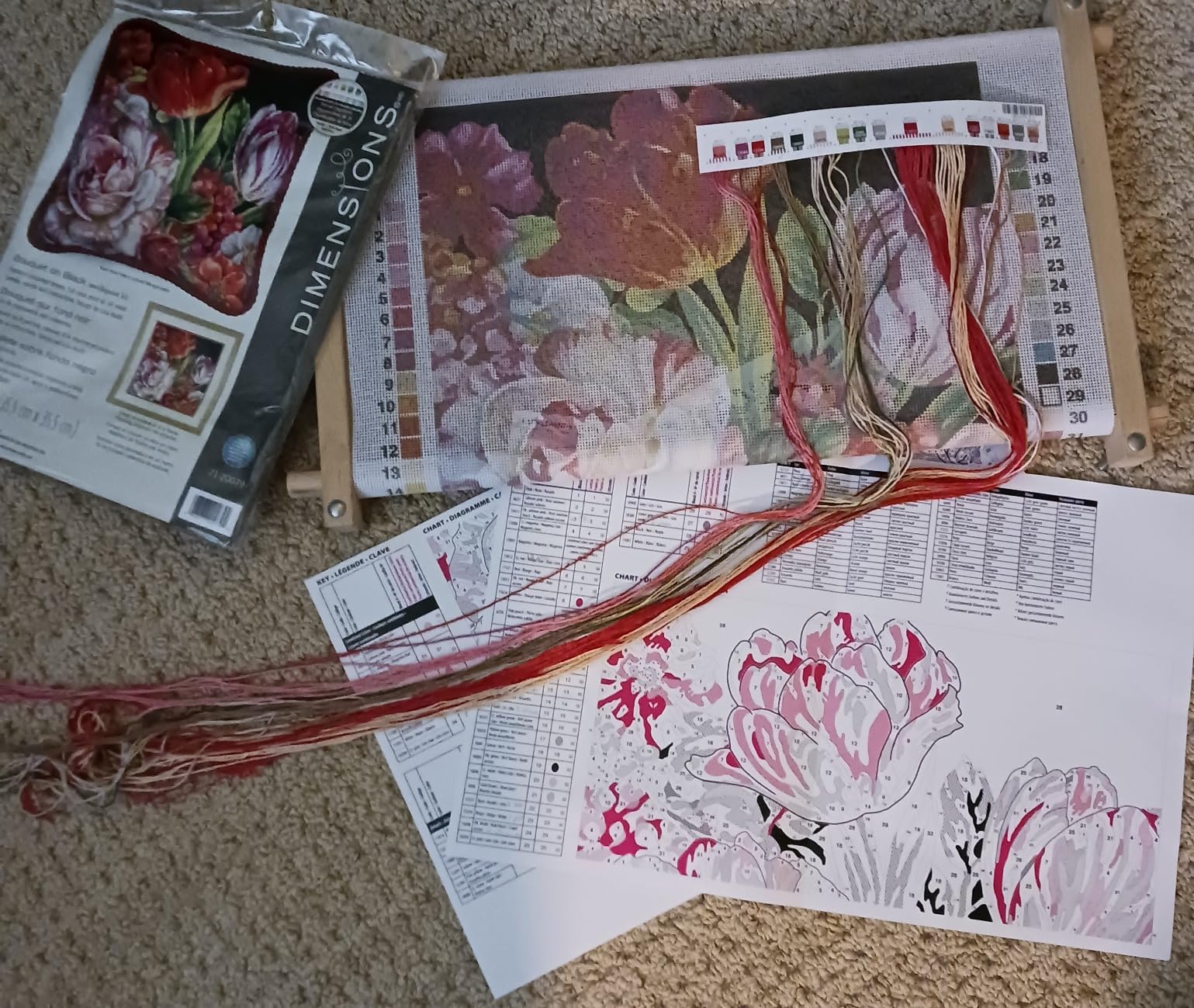 Dimensions Wilton Flower Bouquet on Black Needlepoint Embroidery Kit, 14