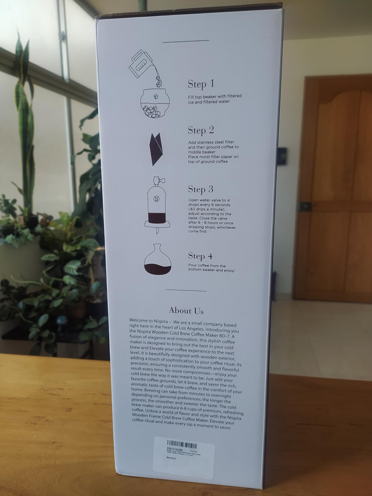 Nispira Iced Coffee Cold Brew Drip Tower Coffee Maker, 6-8 Cup Manual Cold Brew Brewer with Adjustable Valve, Wooden Frame & Glassware, Slow Cold Extraction System customer photo 2