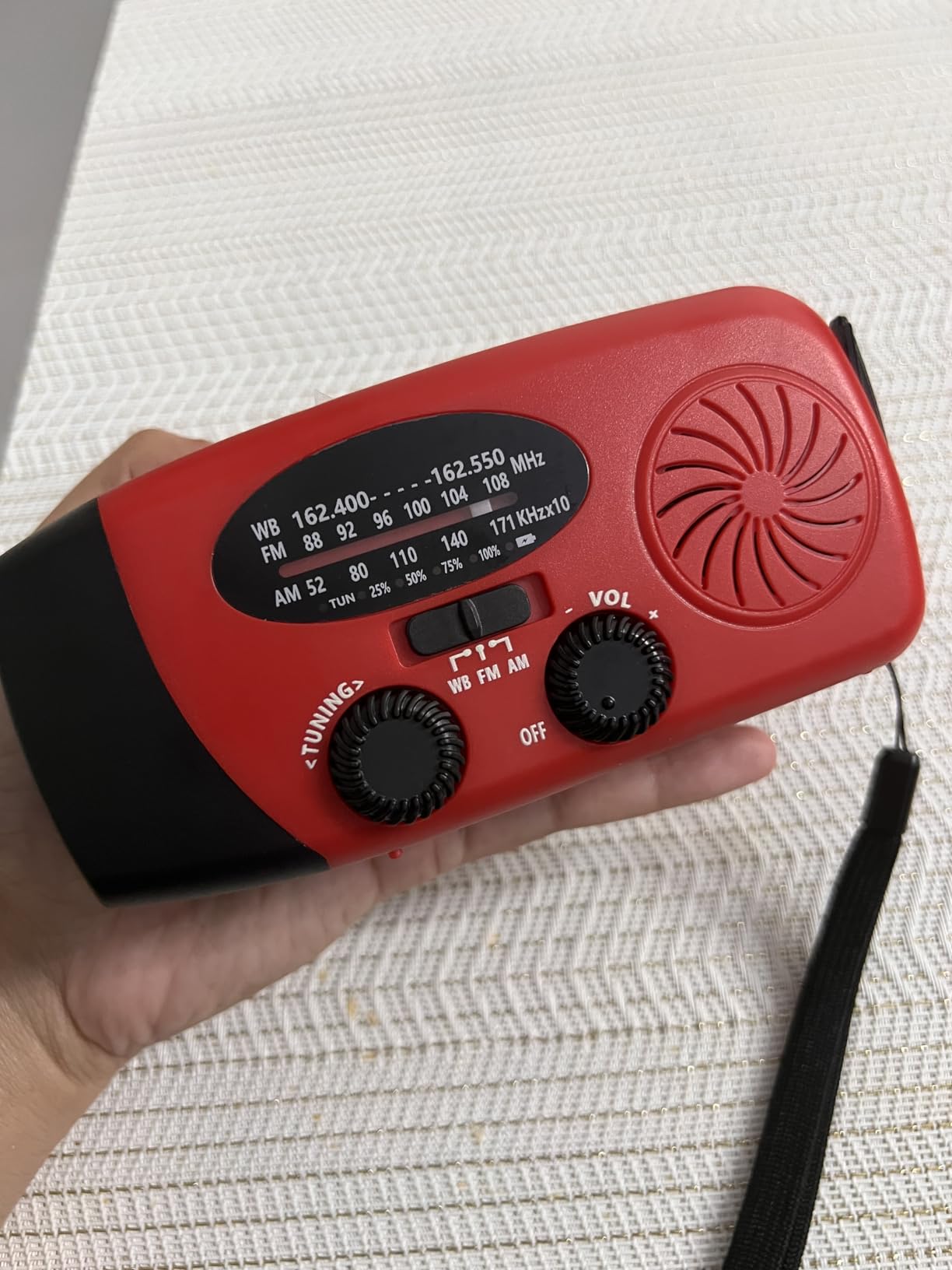 iRonsnow Solar Emergency Hand Crank Weather Radio, Portable Self Powered NOAA AM/FM Radios with SOS Alarm LED Flashlight 2000mAh Smart Phone USB Charger for Camping (Red) customer photo 1