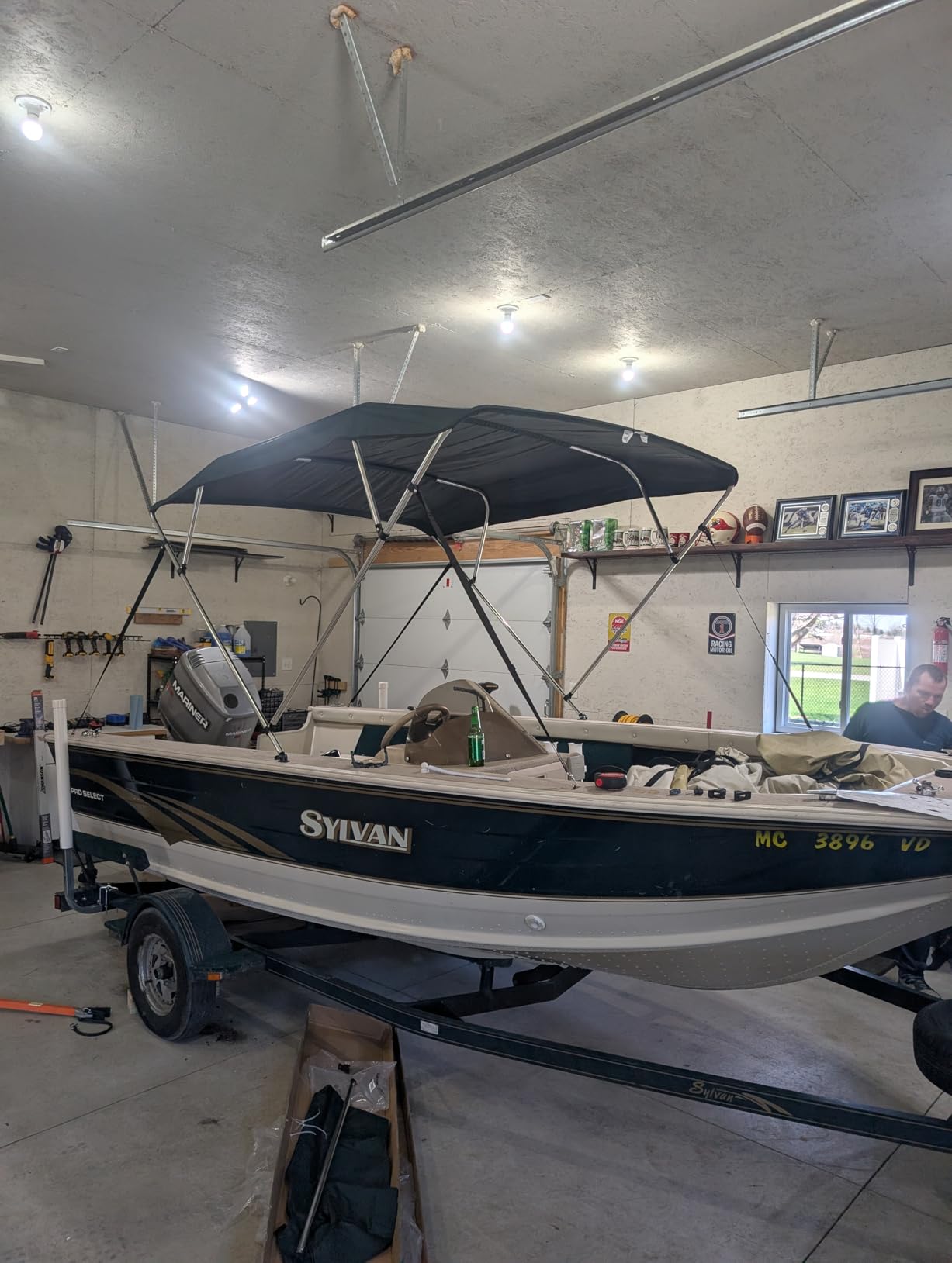 Naviskin 10 Optional Colors Available 3-4 Bow 13 Different Size Bimini Top Cover Includes Mounting Hardwares,Storage Boot with 1 Inch Aluminum Frame customer photo 1