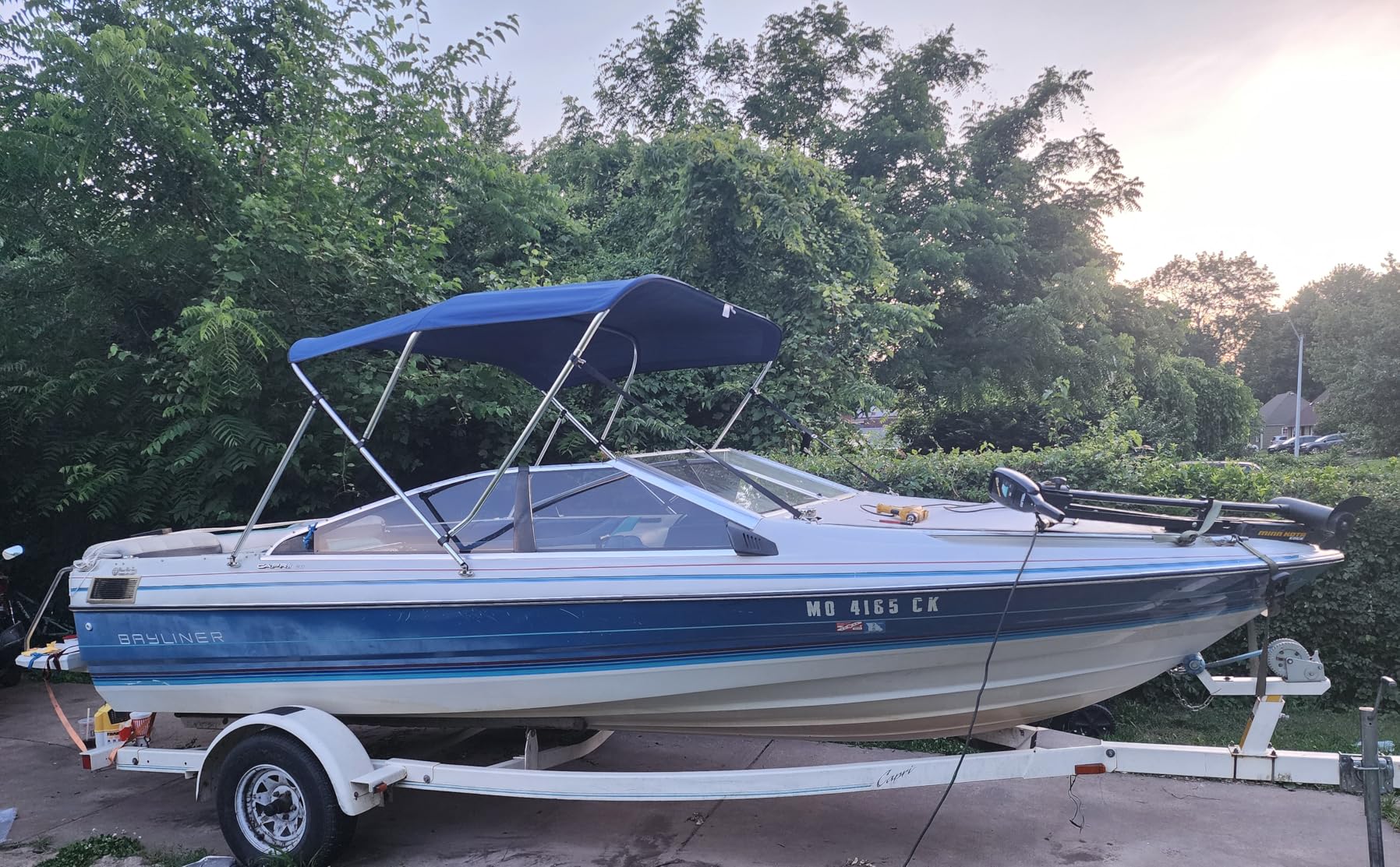 MSC 3 Bow 4 Bow Bimini Top Boat Cover, 600D Solution Dyed Polyester, 2 Support Poles & 4 Adjustable Straps Included customer photo 1
