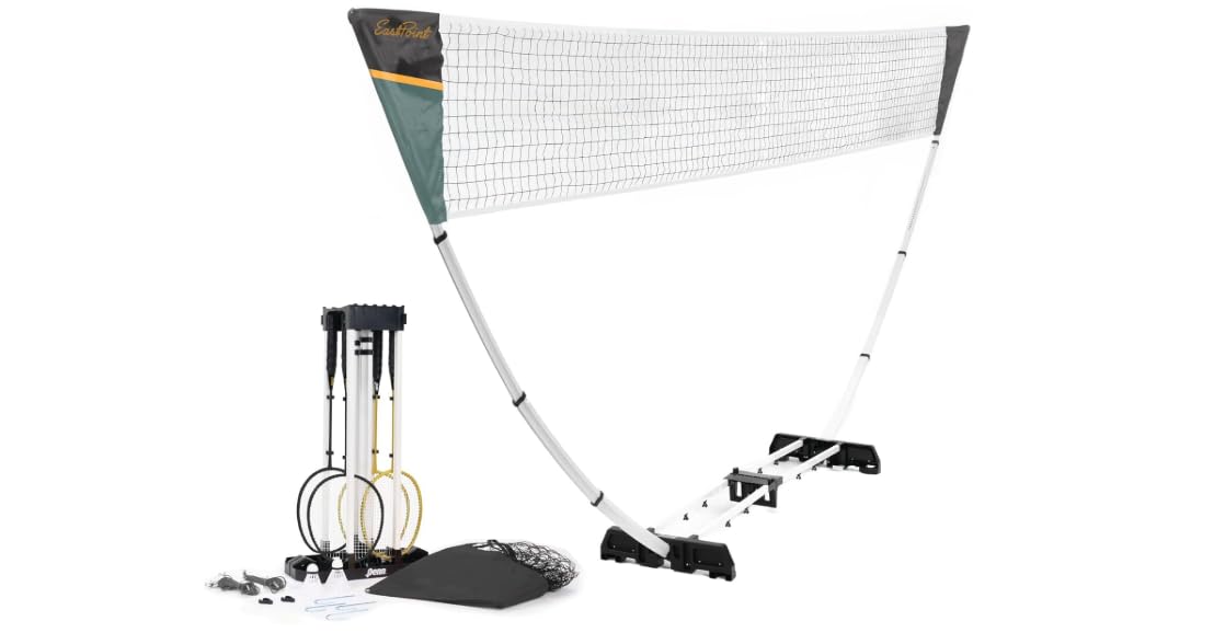 EastPoint Easy Setup Badminton Set - 15 ft Net, 4 Rackets, 2 Shuttlecocks - Quick Setup Net for Backyard Games - Steel Shaft Badminton Rackets for Family Games - Durable Shuttlecocks for Outdoors customer photo 1