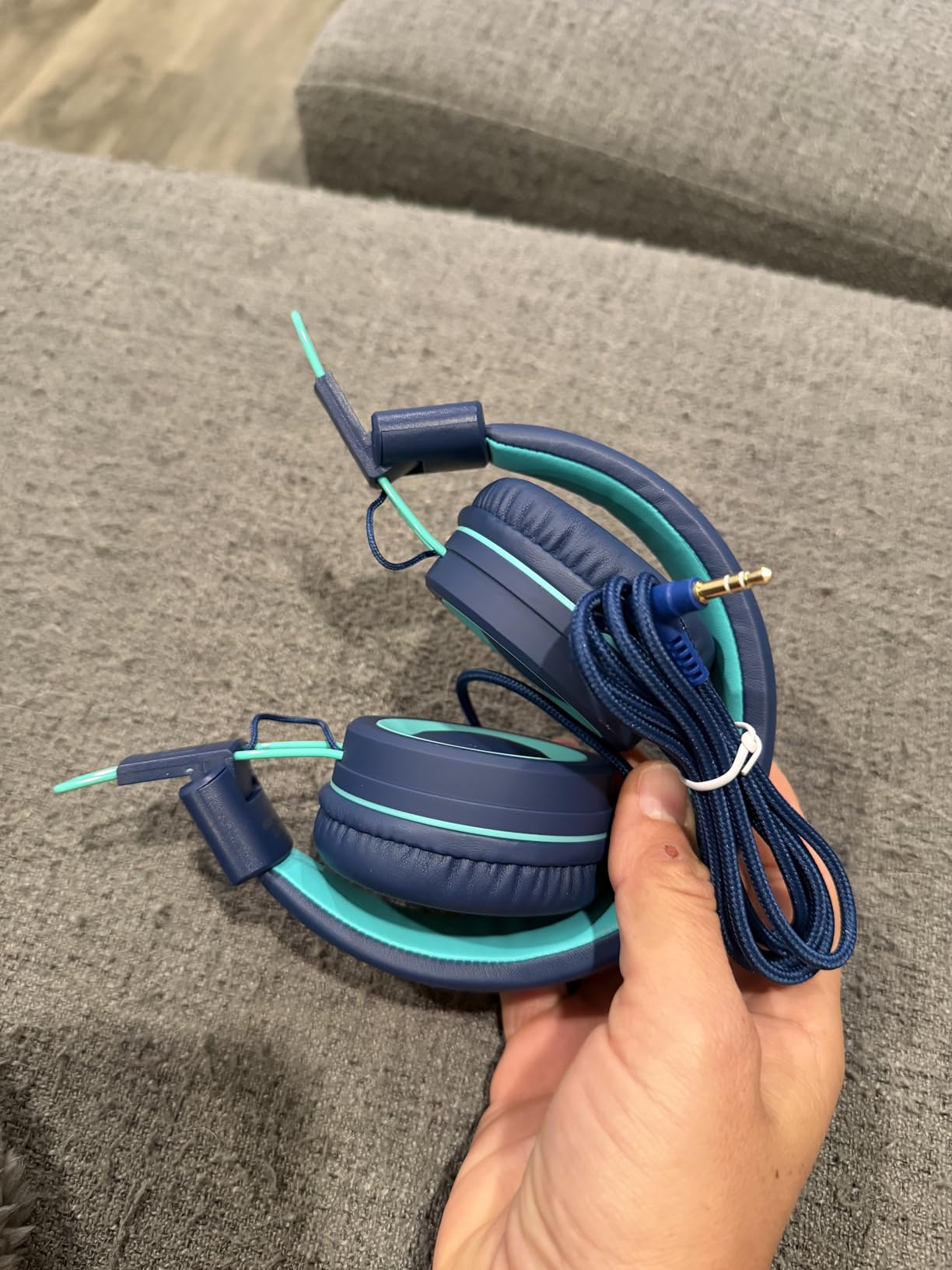 noot products K11 Foldable Stereo Tangle-Free 3.5mm Jack Wired On-Ear Headset for Children/Teens - Navy/Teal customer photo 2