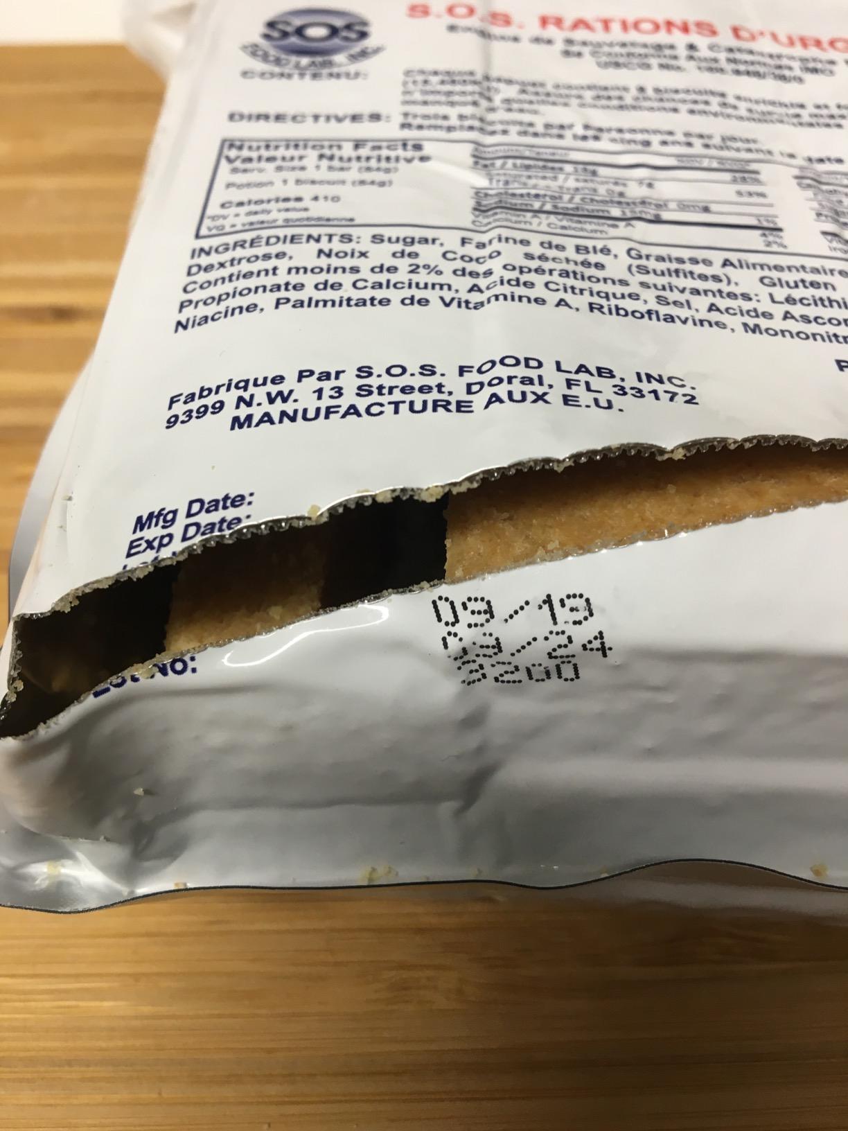 SOS Food Labs, Inc. 185000825 S.O.S. Rations Emergency 3600 Calorie Food bar - 3 Day/ 72 Hour Package with 5 Year Shelf Life customer photo 2